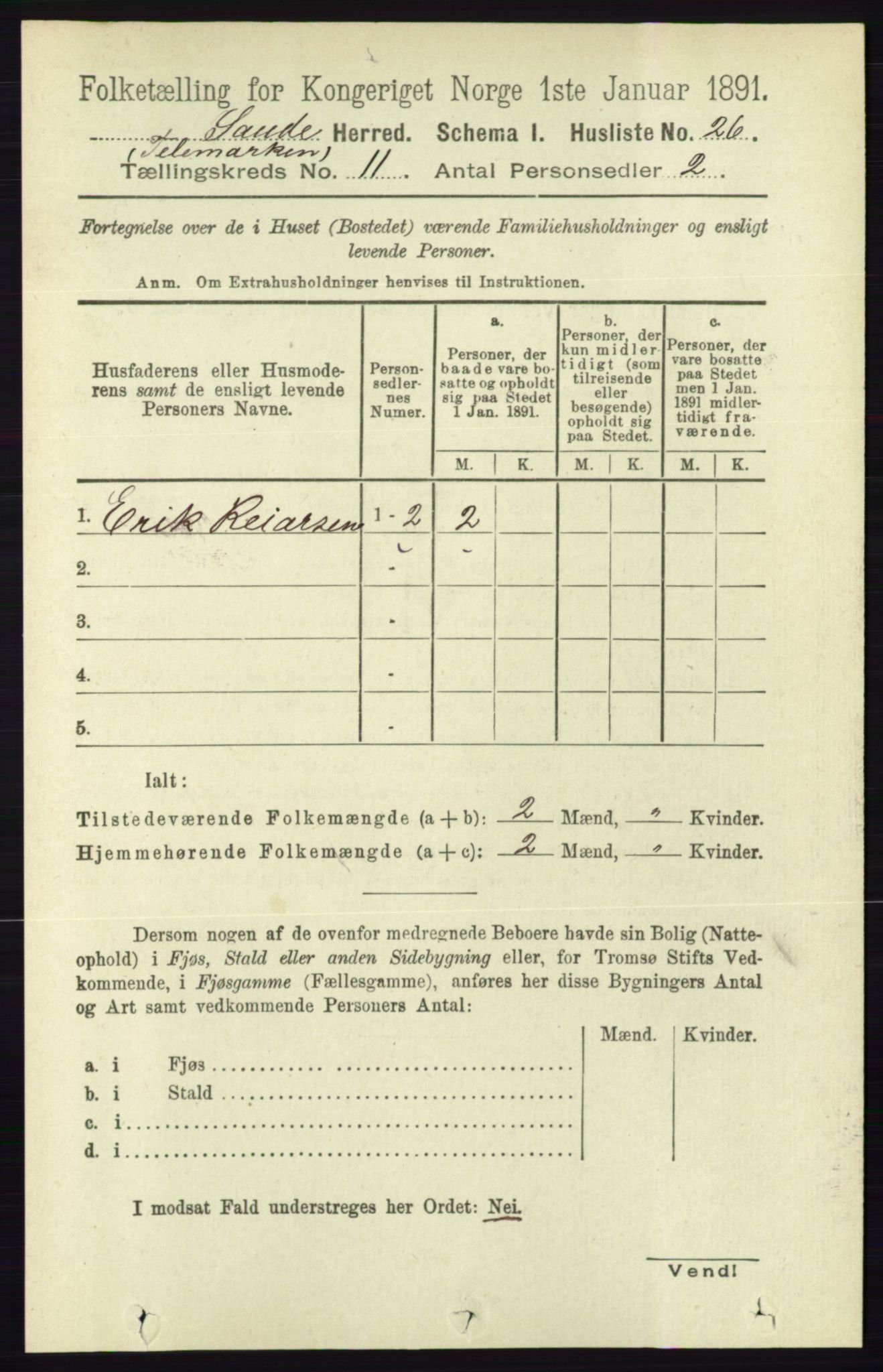 RA, 1891 census for 0822 Sauherad, 1891, p. 3367