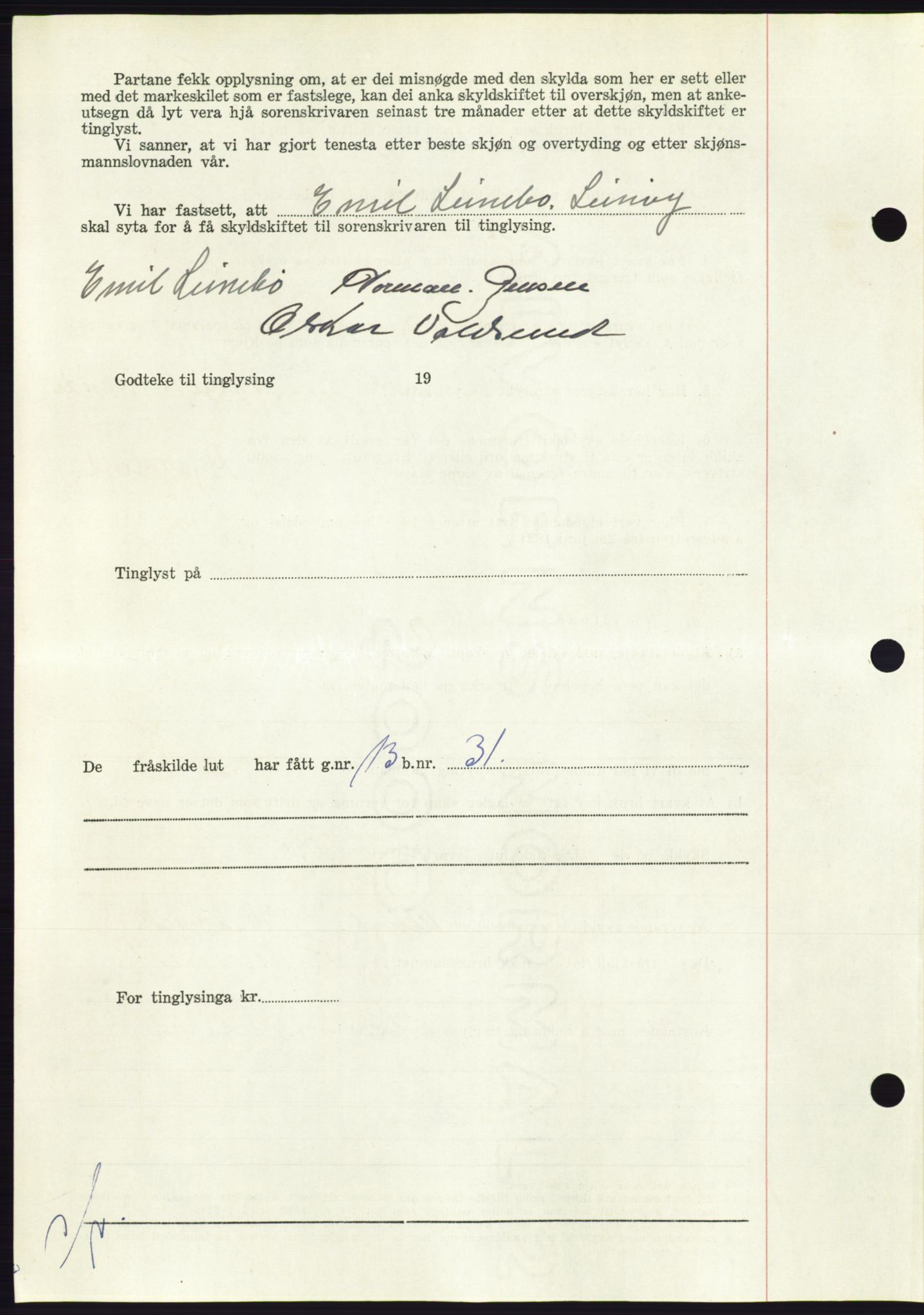 Søre Sunnmøre sorenskriveri, AV/SAT-A-4122/1/2/2C/L0090: Mortgage book no. 16A, 1951-1951, Diary no: : 2513/1951