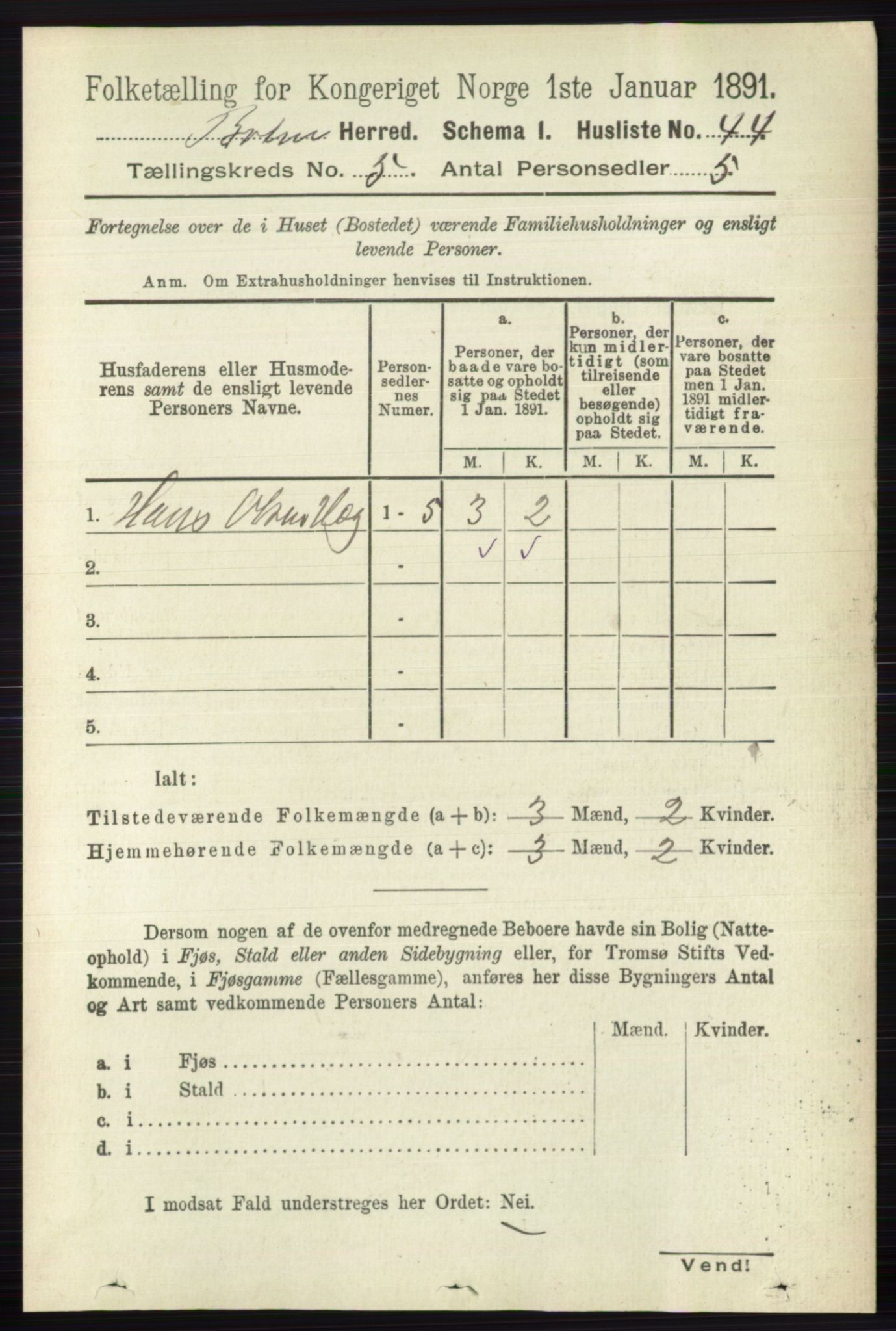 RA, 1891 census for 0715 Botne, 1891, p. 1942