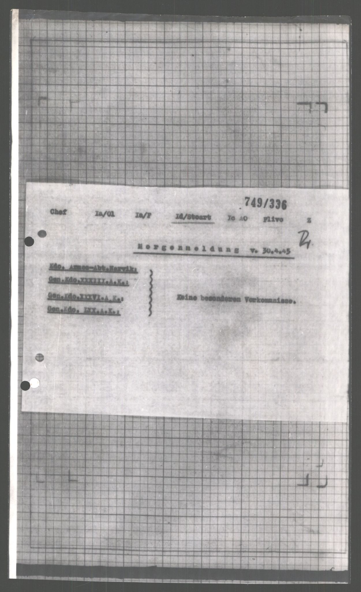 Forsvarets Overkommando. 2 kontor. Arkiv 11.4. Spredte tyske arkivsaker, AV/RA-RAFA-7031/D/Dar/Dara/L0004: Krigsdagbøker for 20. Gebirgs-Armee-Oberkommando (AOK 20), 1945, p. 829