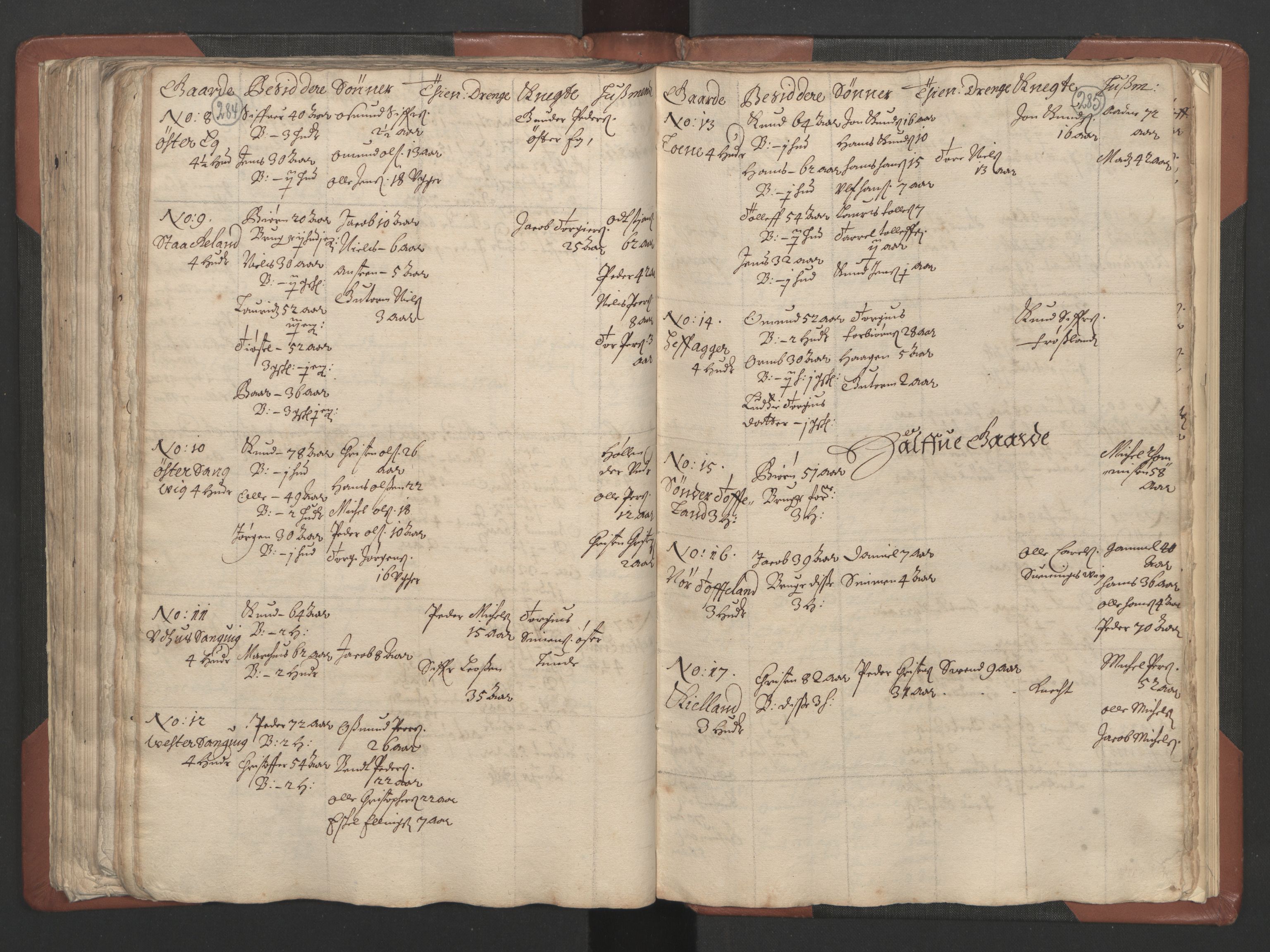 RA, Bailiff's Census 1664-1666, no. 9: Mandal len, 1664-1666, p. 284-285