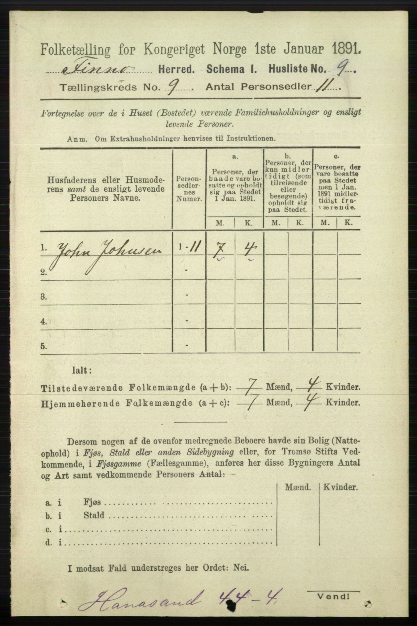 RA, 1891 census for 1141 Finnøy, 1891, p. 1856