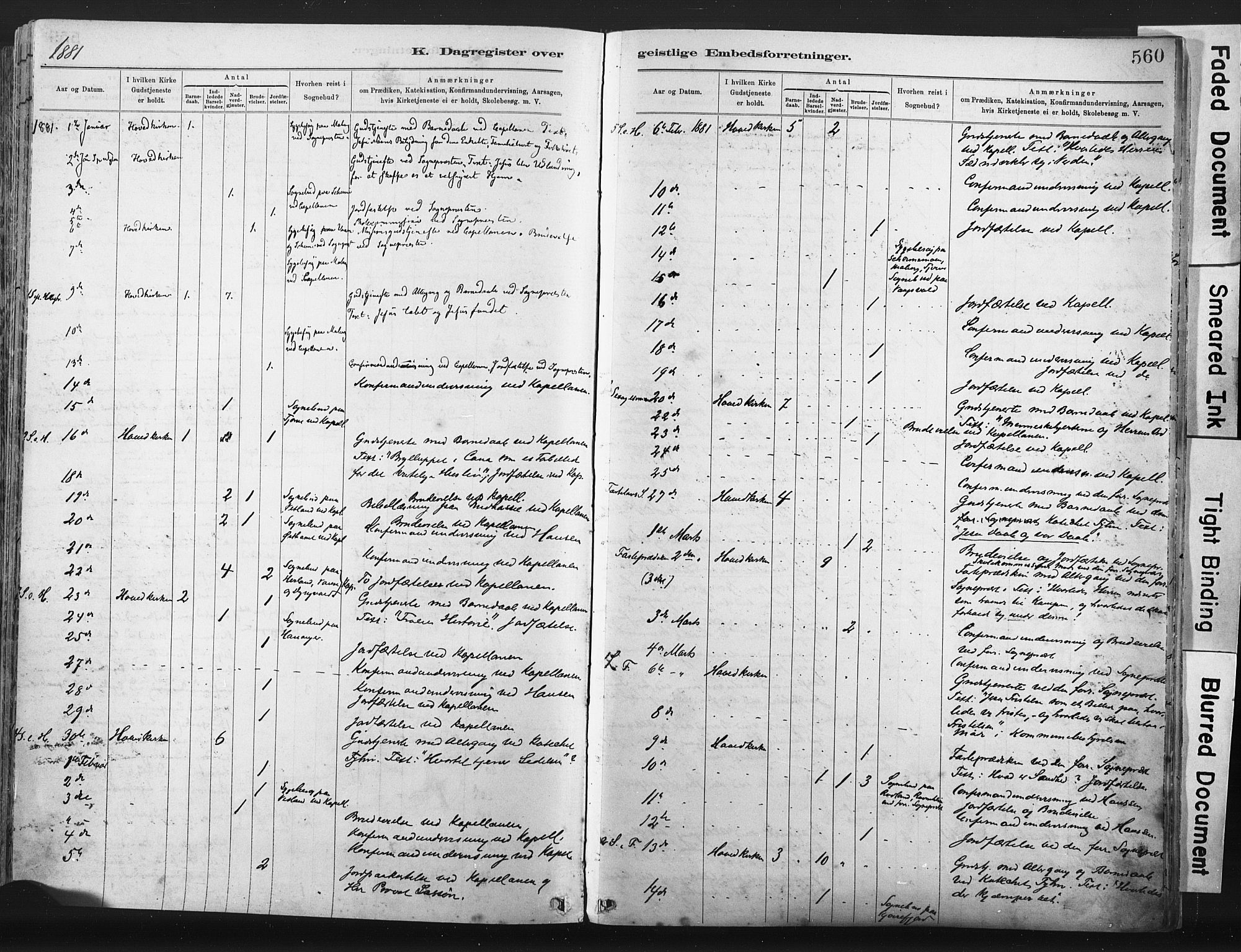 Lista sokneprestkontor, AV/SAK-1111-0027/F/Fa/L0012: Parish register (official) no. A 12, 1879-1903, p. 560