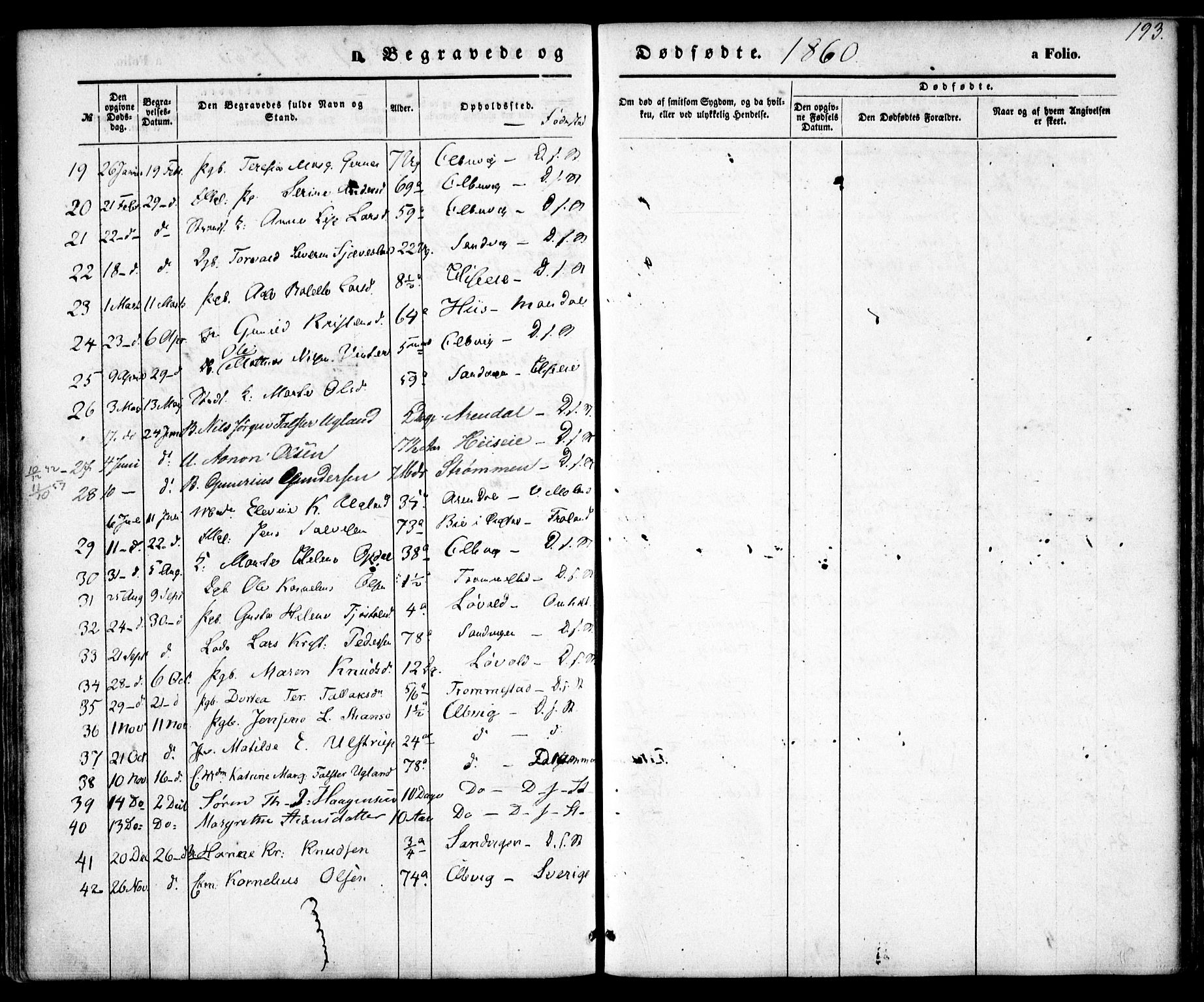 Hisøy sokneprestkontor, SAK/1111-0020/F/Fa/L0001: Parish register (official) no. A 1, 1849-1871, p. 193