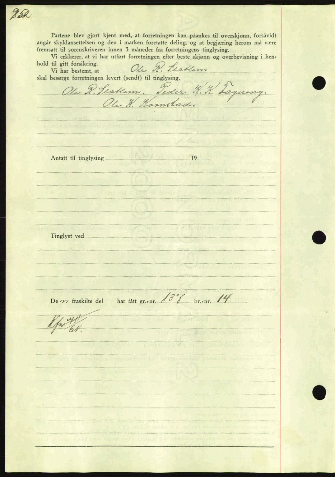 Nordmøre sorenskriveri, SAT/A-4132/1/2/2Ca: Mortgage book no. A86, 1939-1939, Diary no: : 2199/1939