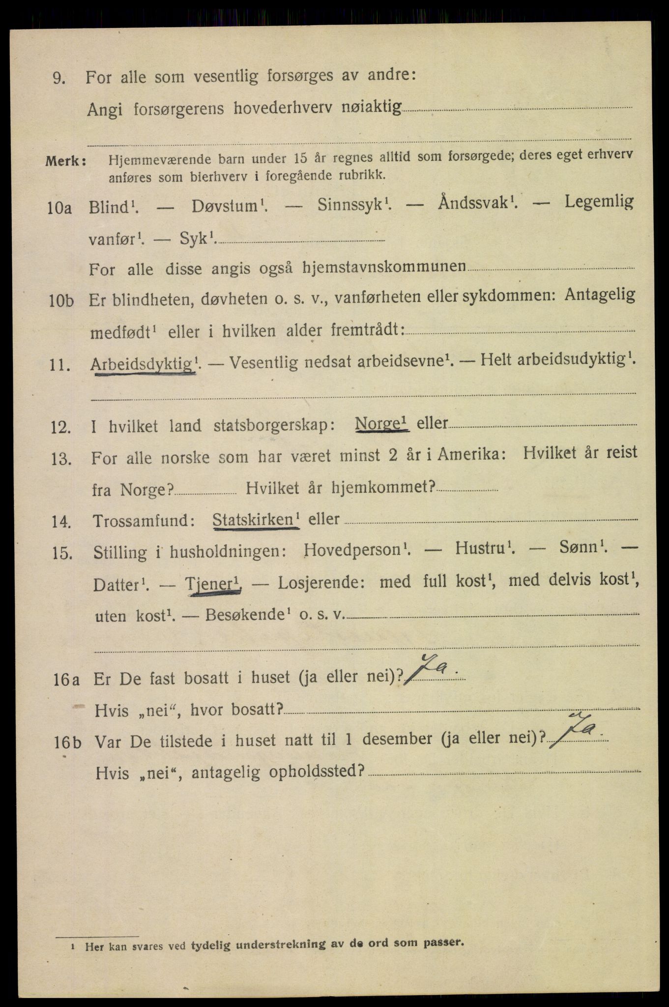 SAH, 1920 census for Lillehammer, 1920, p. 5803