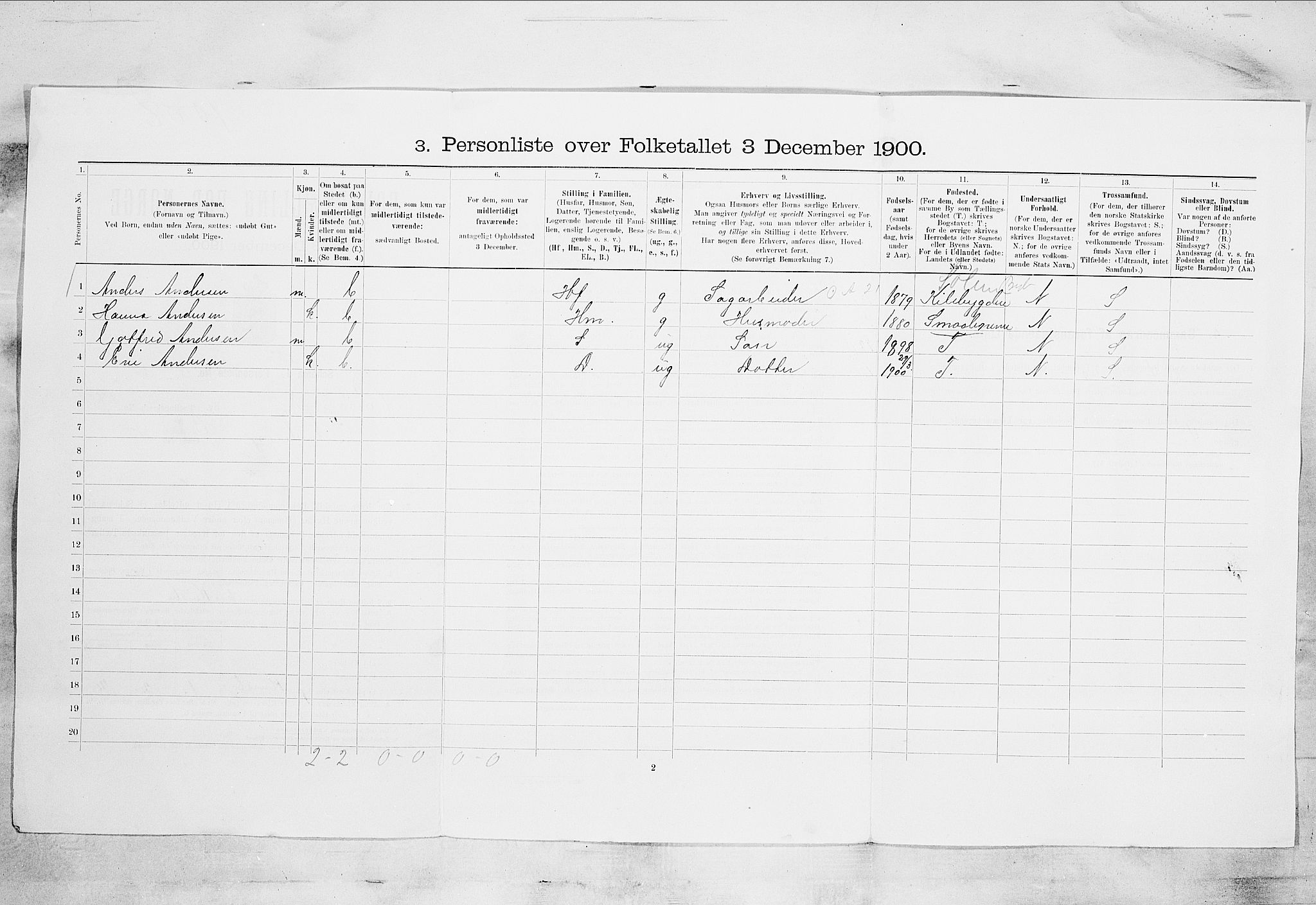 SAKO, 1900 census for Porsgrunn, 1900, p. 3319
