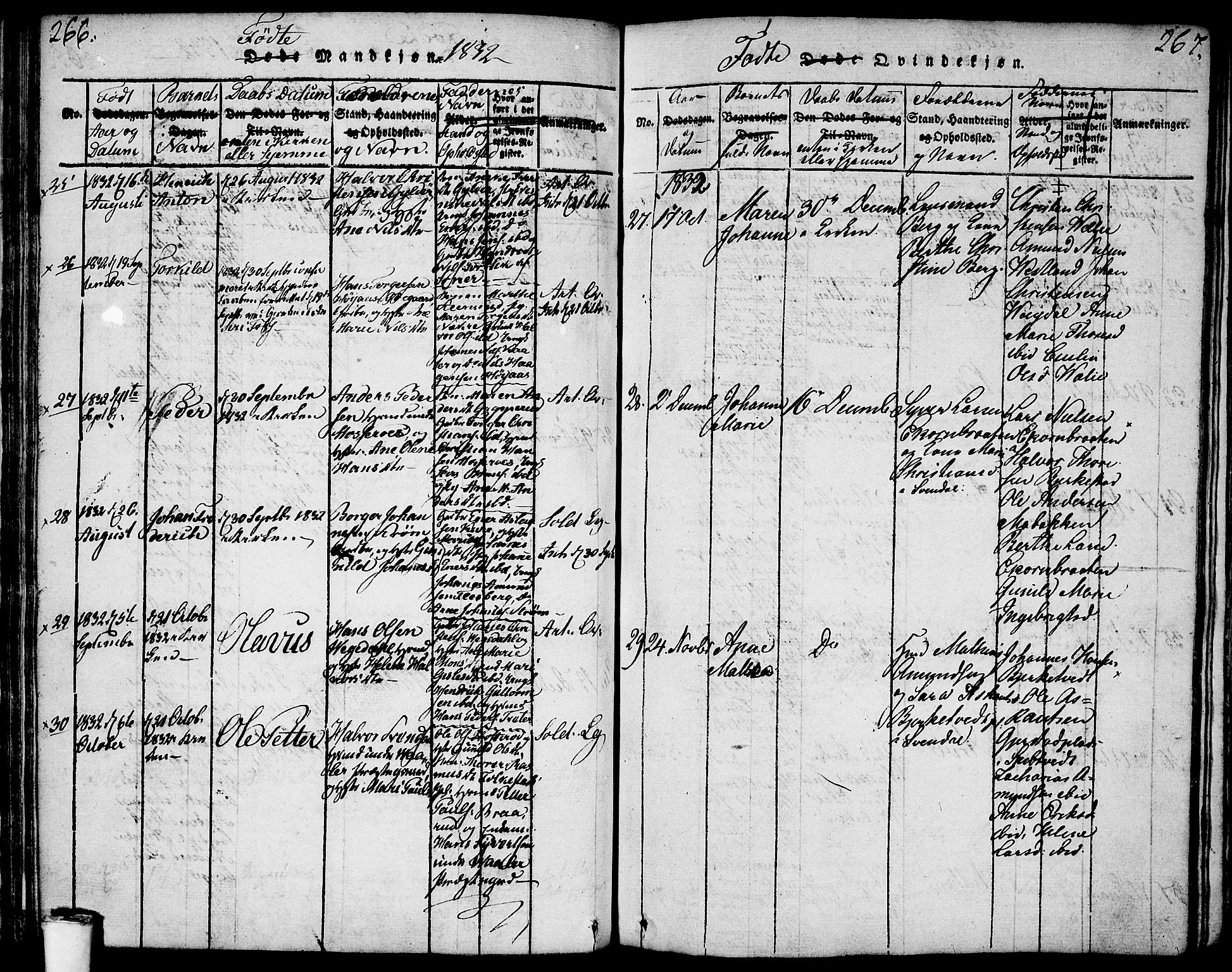 Våler prestekontor Kirkebøker, AV/SAO-A-11083/F/Fa/L0005: Parish register (official) no. I 5, 1815-1839, p. 266-267