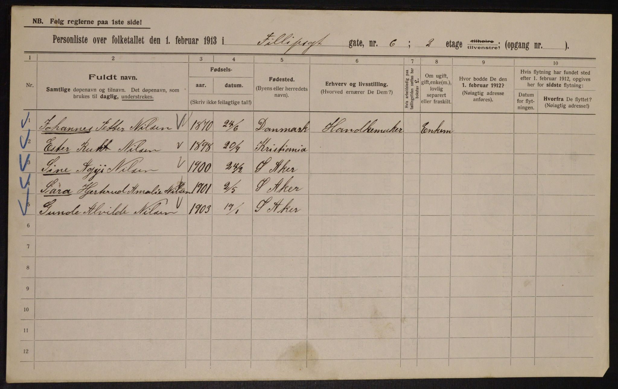 OBA, Municipal Census 1913 for Kristiania, 1913, p. 24381