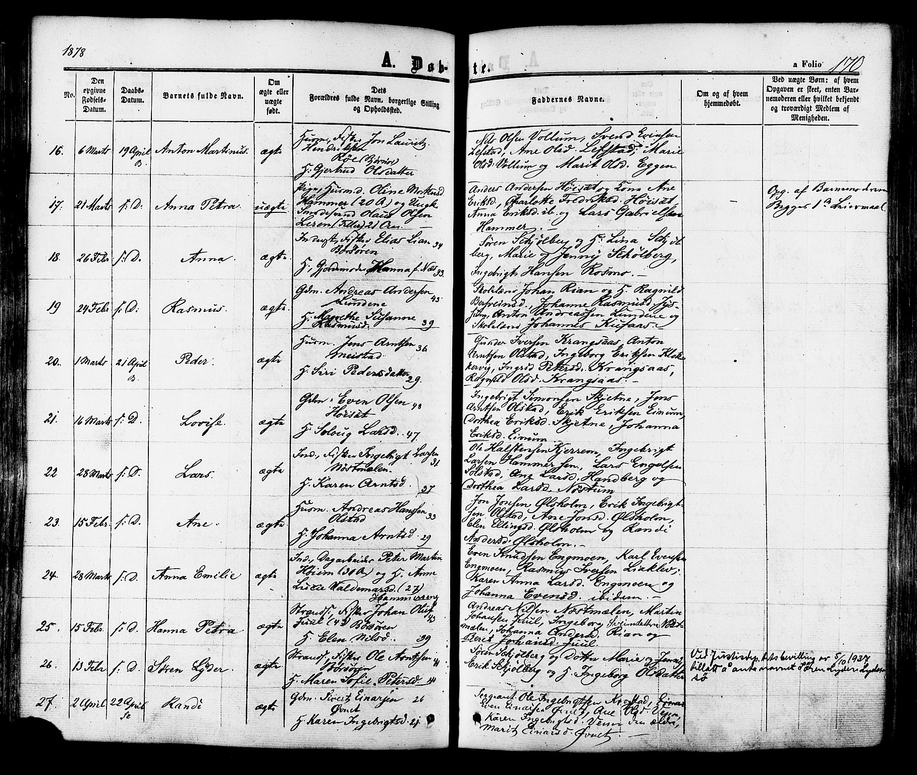 Ministerialprotokoller, klokkerbøker og fødselsregistre - Sør-Trøndelag, SAT/A-1456/665/L0772: Parish register (official) no. 665A07, 1856-1878, p. 170