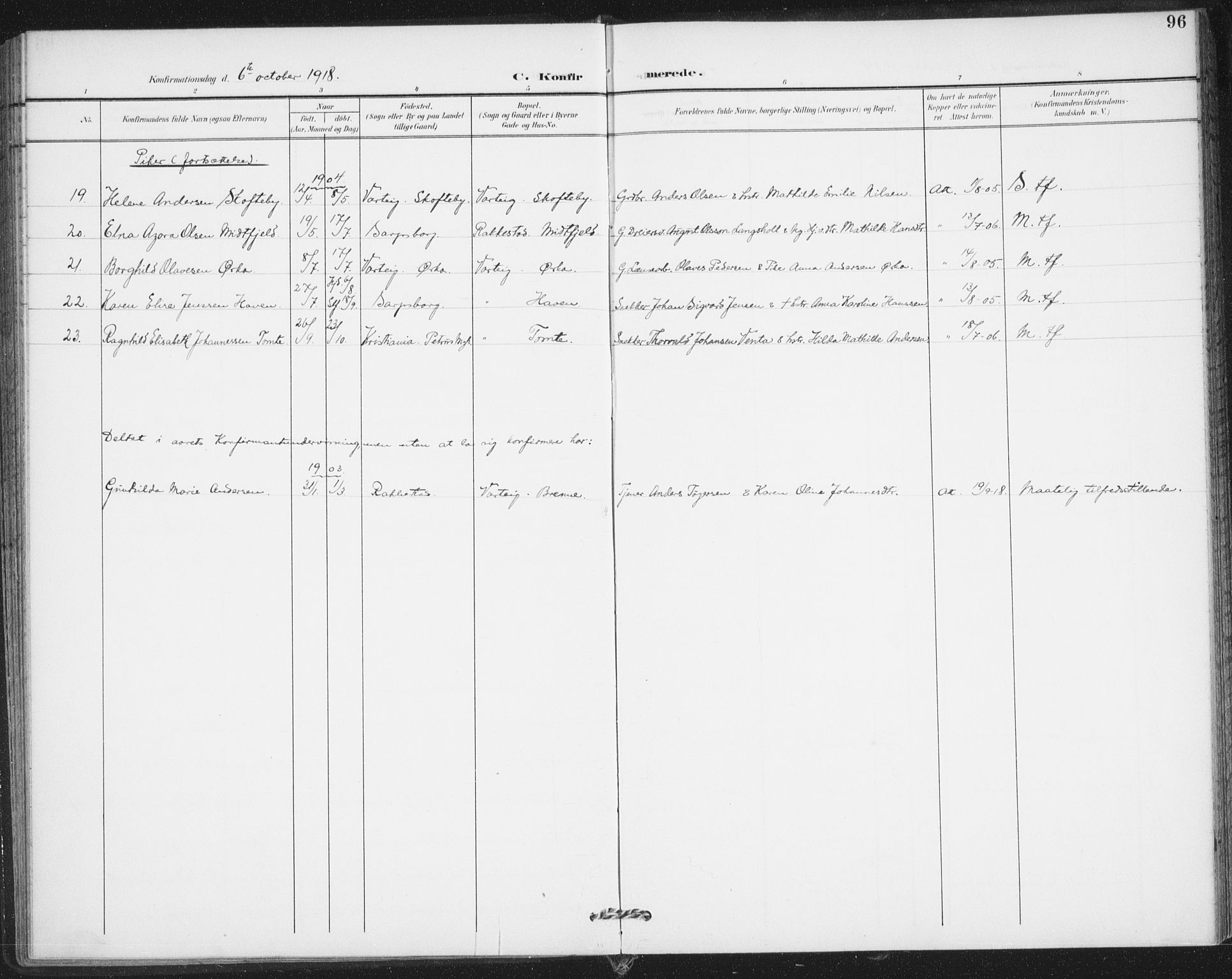 Varteig prestekontor Kirkebøker, AV/SAO-A-10447a/F/Fa/L0003: Parish register (official) no. 3, 1899-1919, p. 96