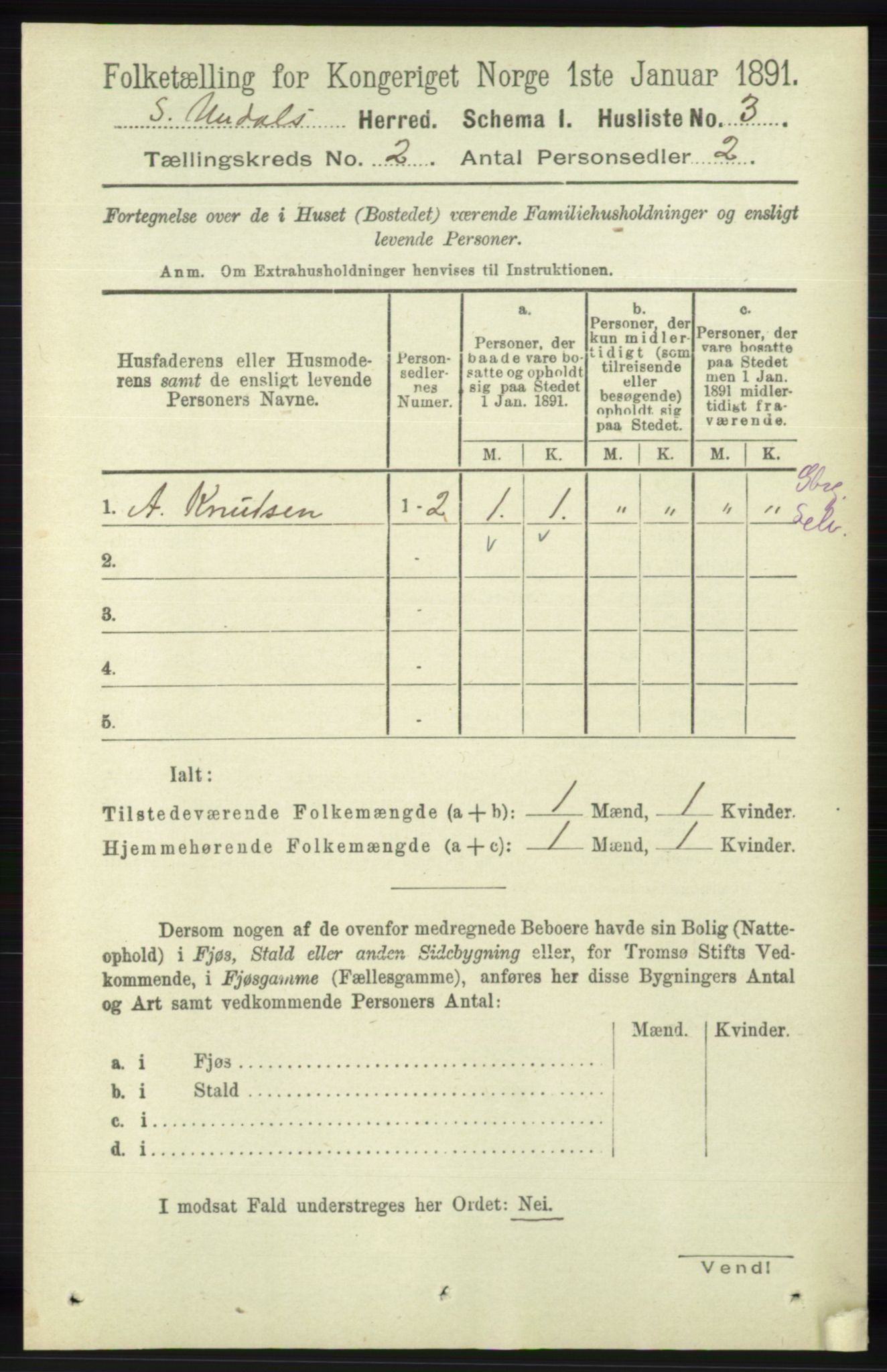 RA, 1891 census for 1029 Sør-Audnedal, 1891, p. 344