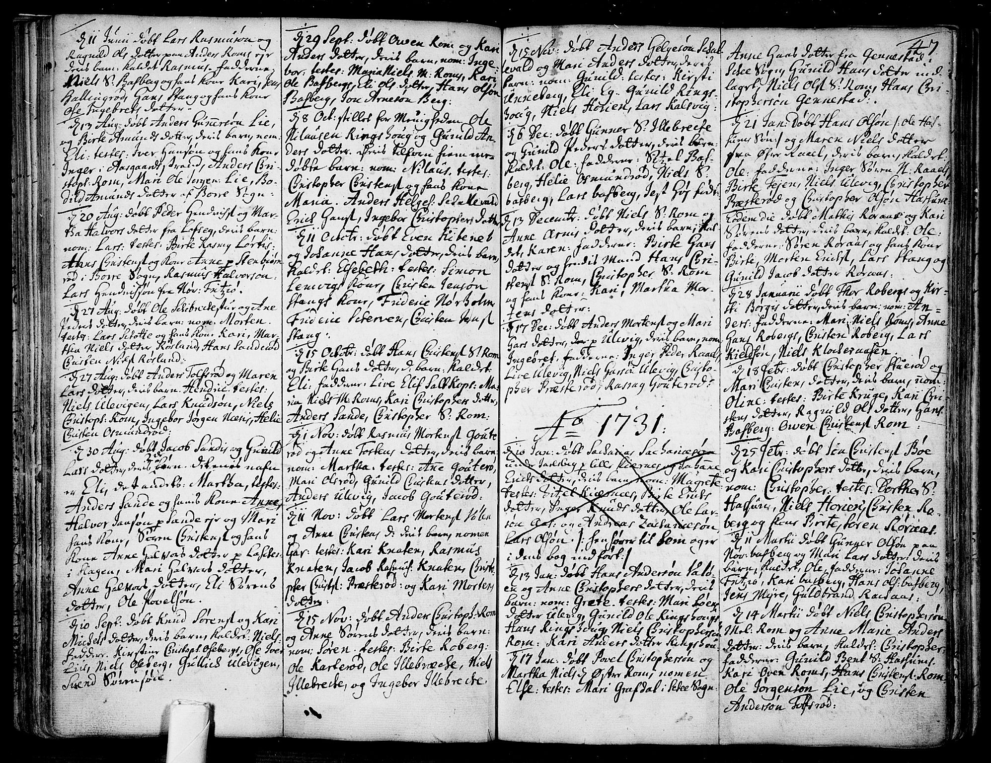 Sem kirkebøker, SAKO/A-5/F/Fb/L0001: Parish register (official) no. II 1, 1702-1764, p. 47