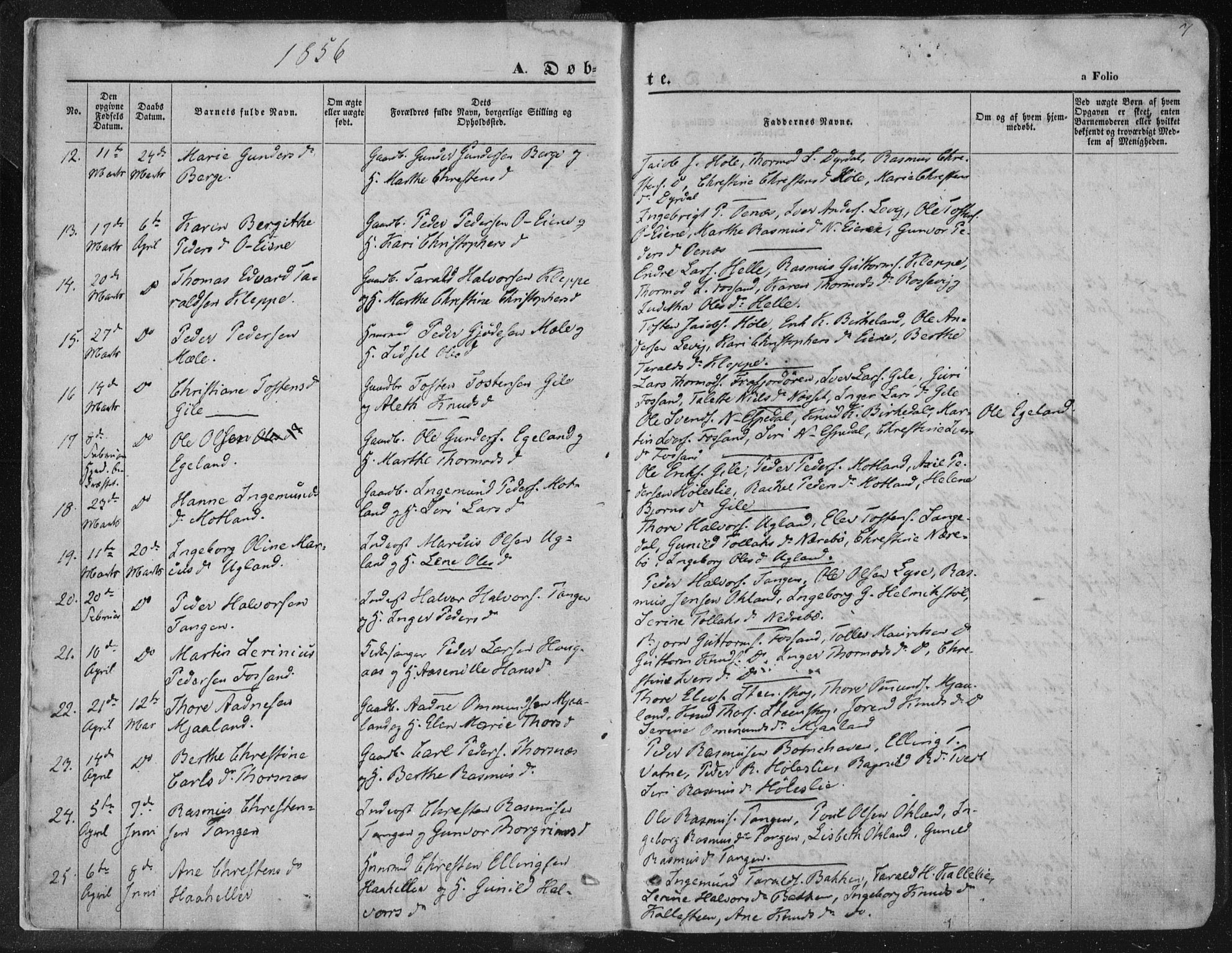 Høgsfjord sokneprestkontor, AV/SAST-A-101624/H/Ha/Haa/L0001: Parish register (official) no. A 1, 1854-1875, p. 7