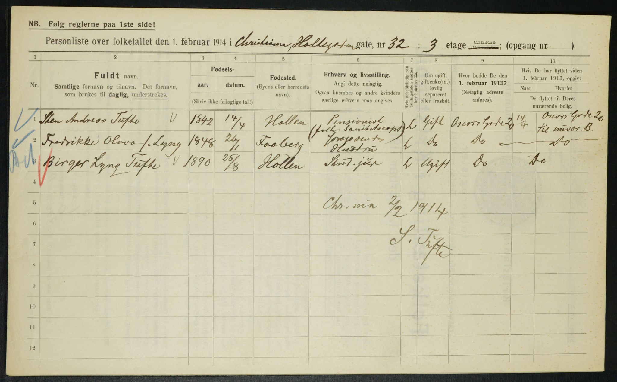 OBA, Municipal Census 1914 for Kristiania, 1914, p. 41437