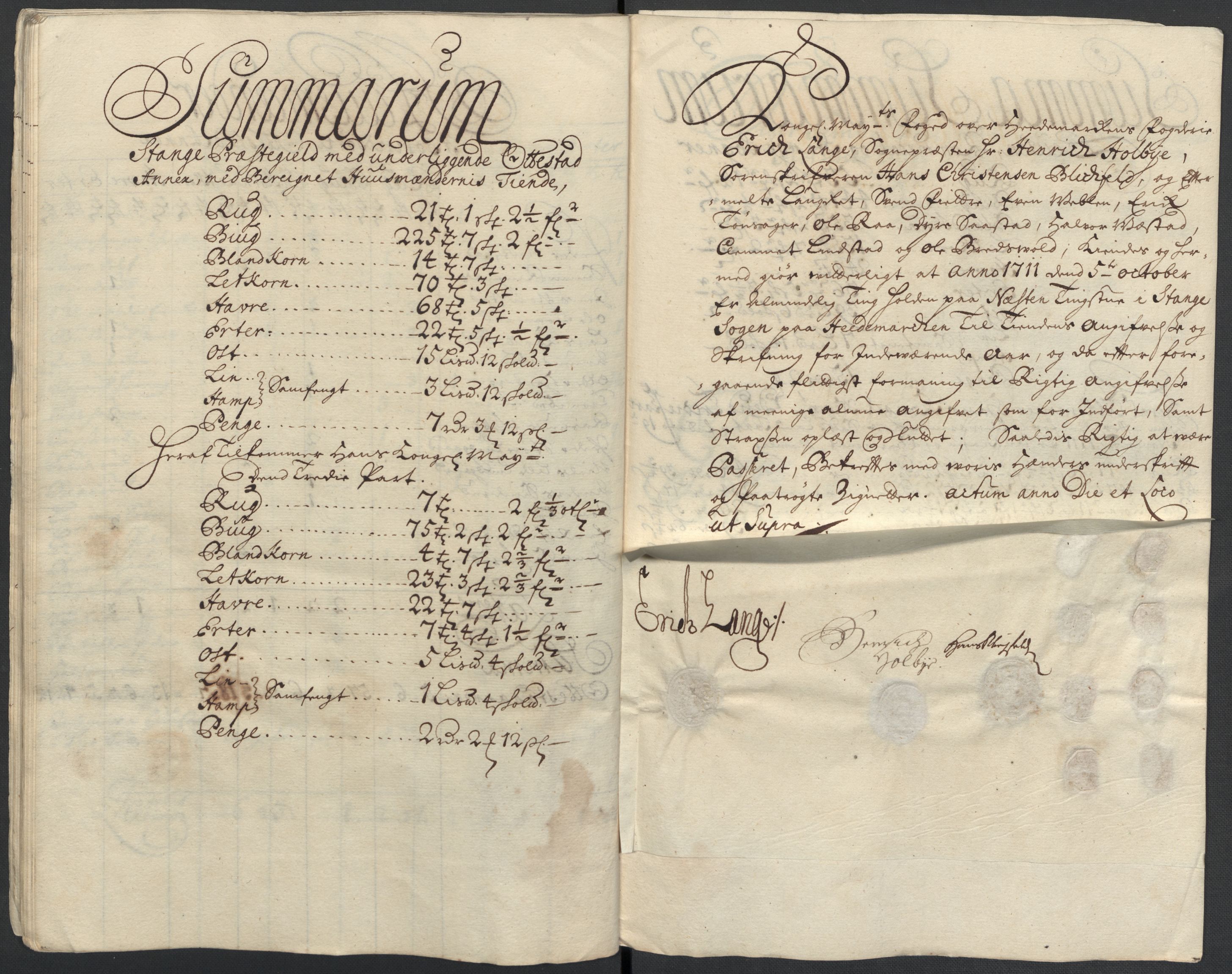 Rentekammeret inntil 1814, Reviderte regnskaper, Fogderegnskap, AV/RA-EA-4092/R16/L1047: Fogderegnskap Hedmark, 1711, p. 62