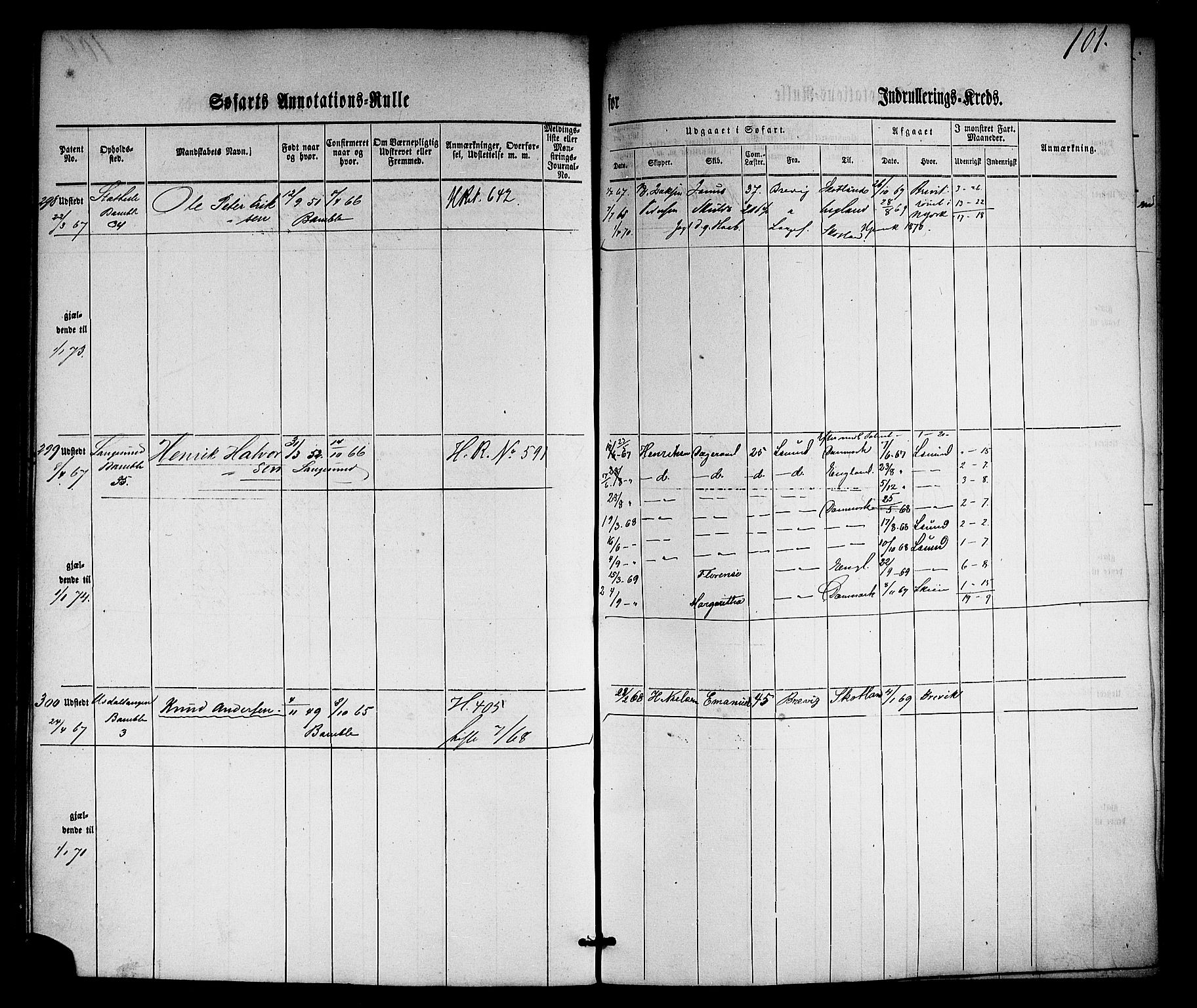 Langesund innrulleringskontor, SAKO/A-831/F/Fb/L0002: Annotasjonsrulle, 1860-1868, p. 124