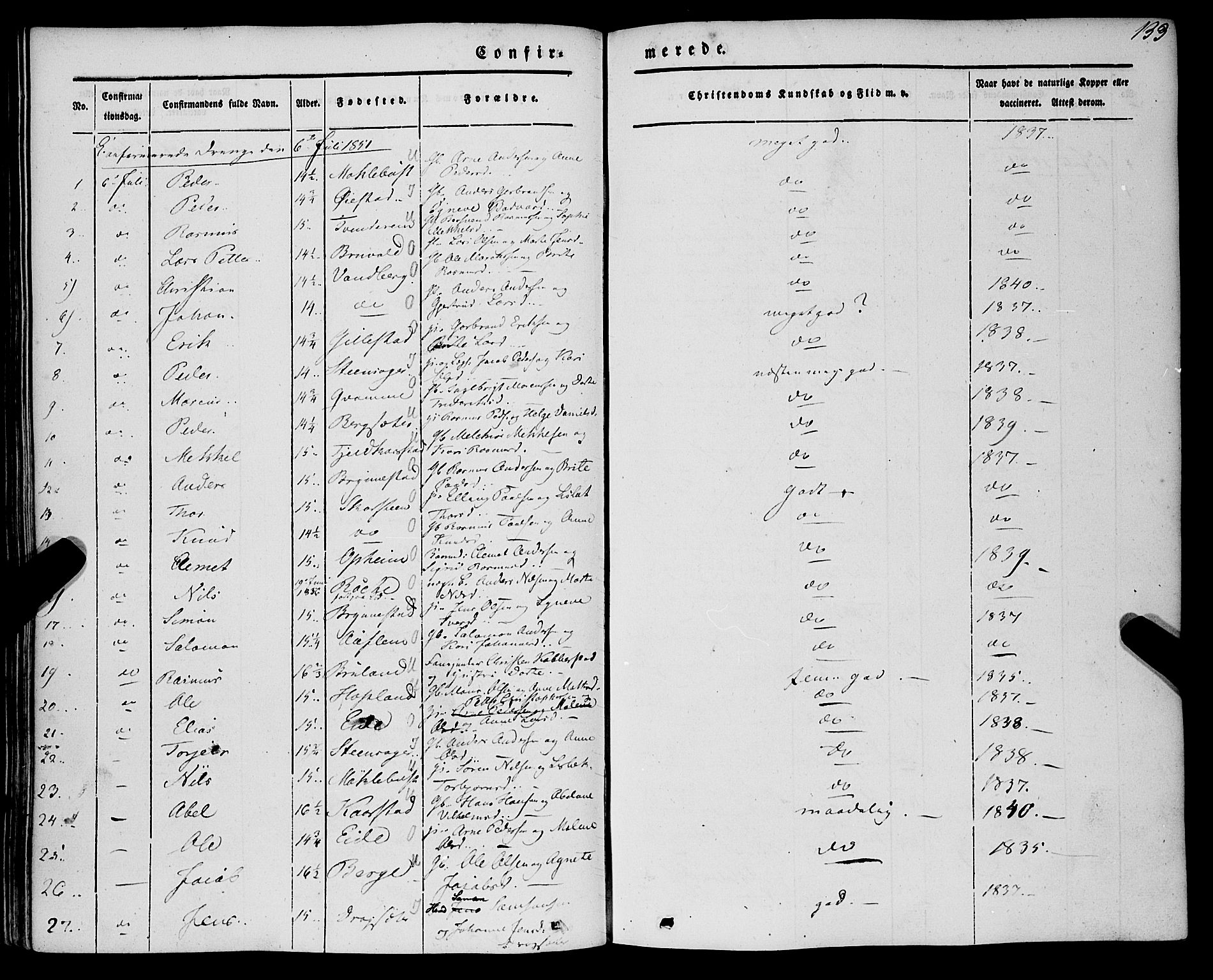 Innvik sokneprestembete, AV/SAB-A-80501: Parish register (official) no. A 5, 1847-1865, p. 133