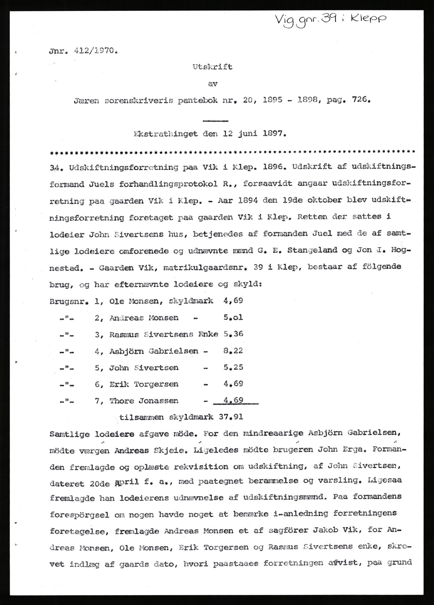 Statsarkivet i Stavanger, SAST/A-101971/03/Y/Yj/L0094: Avskrifter sortert etter gårdsnavn: Vetrhus - Vik i Nerstrand, 1750-1930, p. 201