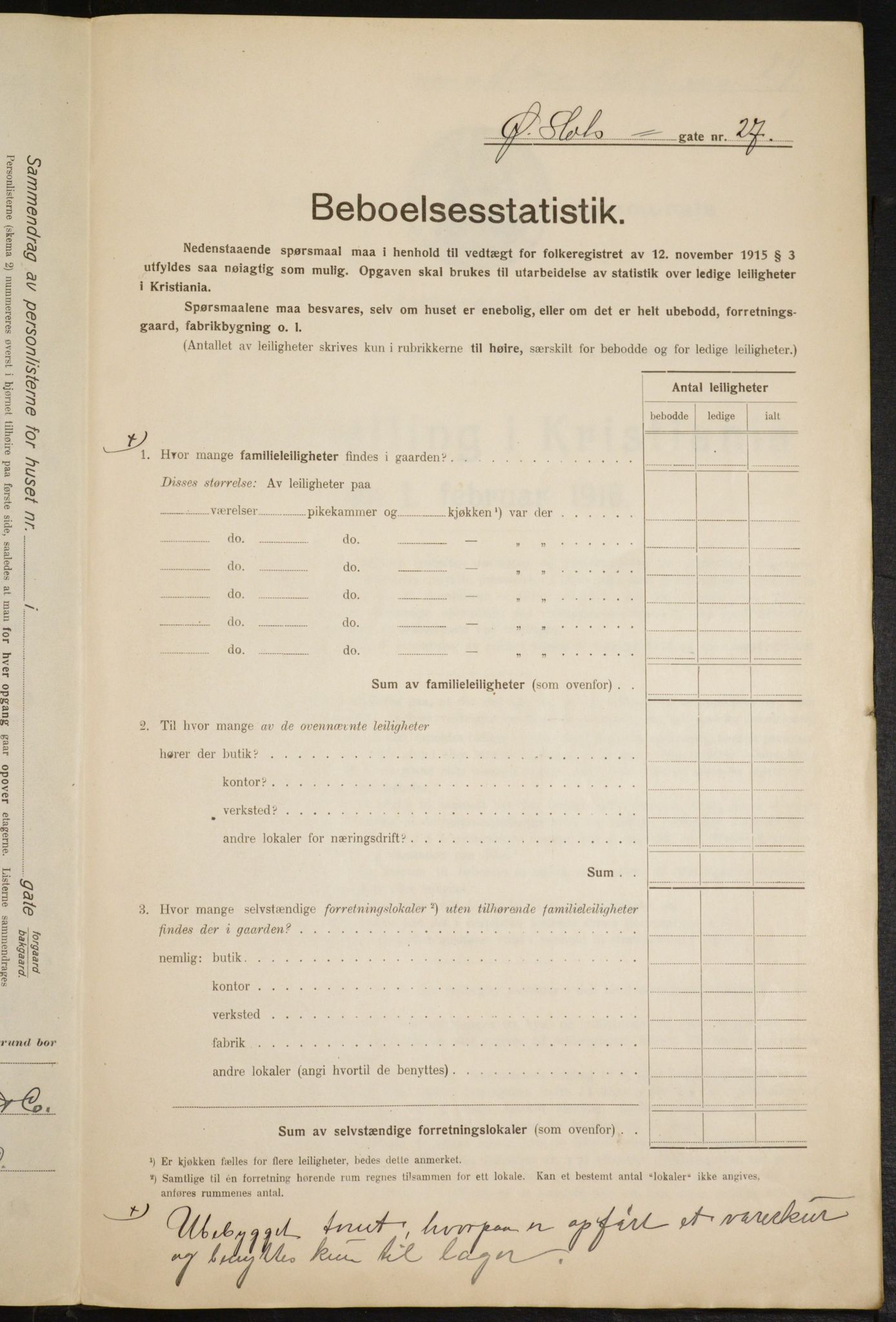 OBA, Municipal Census 1916 for Kristiania, 1916, p. 133722