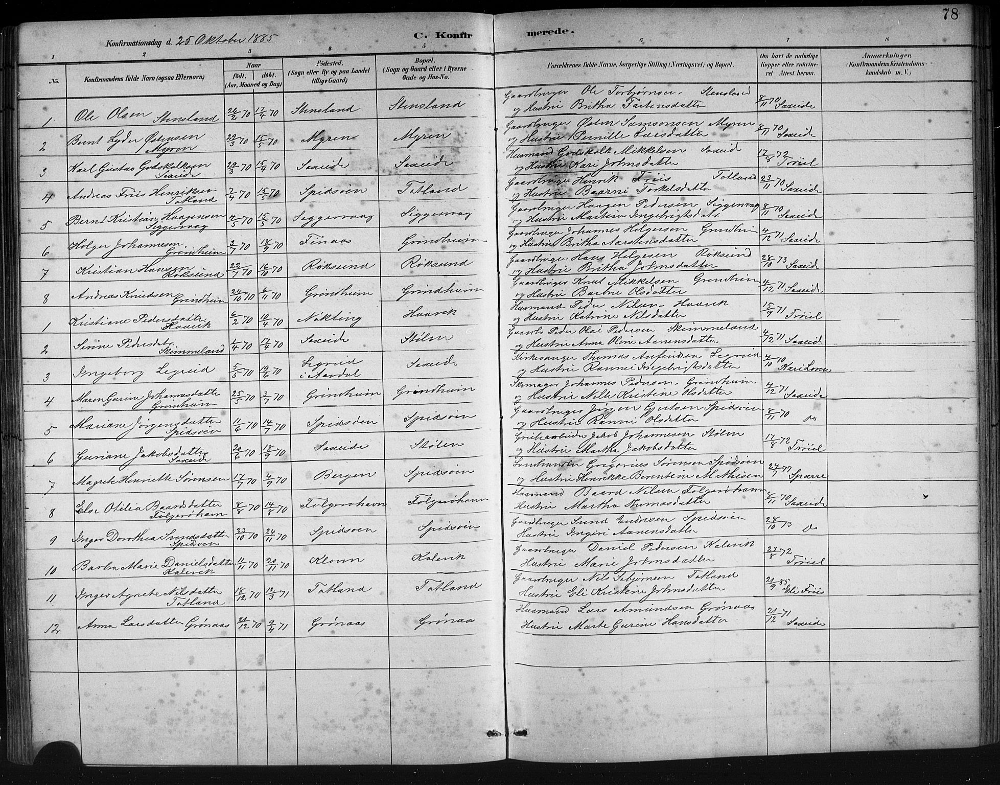 Finnås sokneprestembete, SAB/A-99925/H/Ha/Hab/Haba/L0003: Parish register (copy) no. A 3, 1883-1900, p. 78