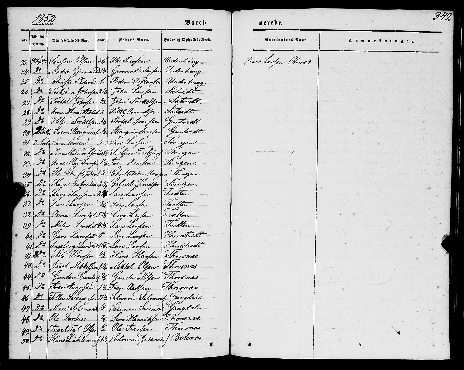 Strandebarm sokneprestembete, AV/SAB-A-78401/H/Haa: Parish register (official) no. A 7, 1844-1872, p. 342