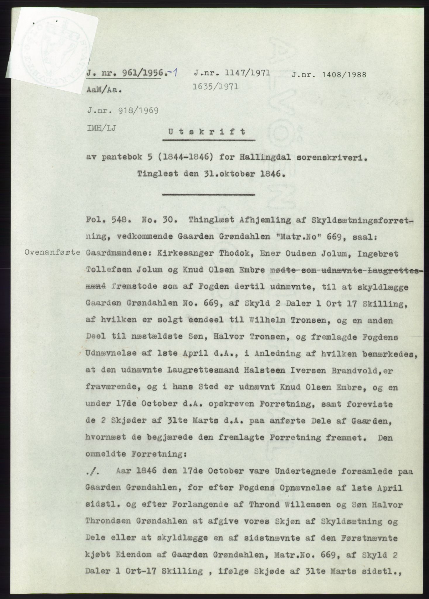 Statsarkivet i Kongsberg, AV/SAKO-A-0001/E/Ee/L0007: Avskrifter, SAO jnr. 802/1956 - 1199/1956, 1956, p. 221