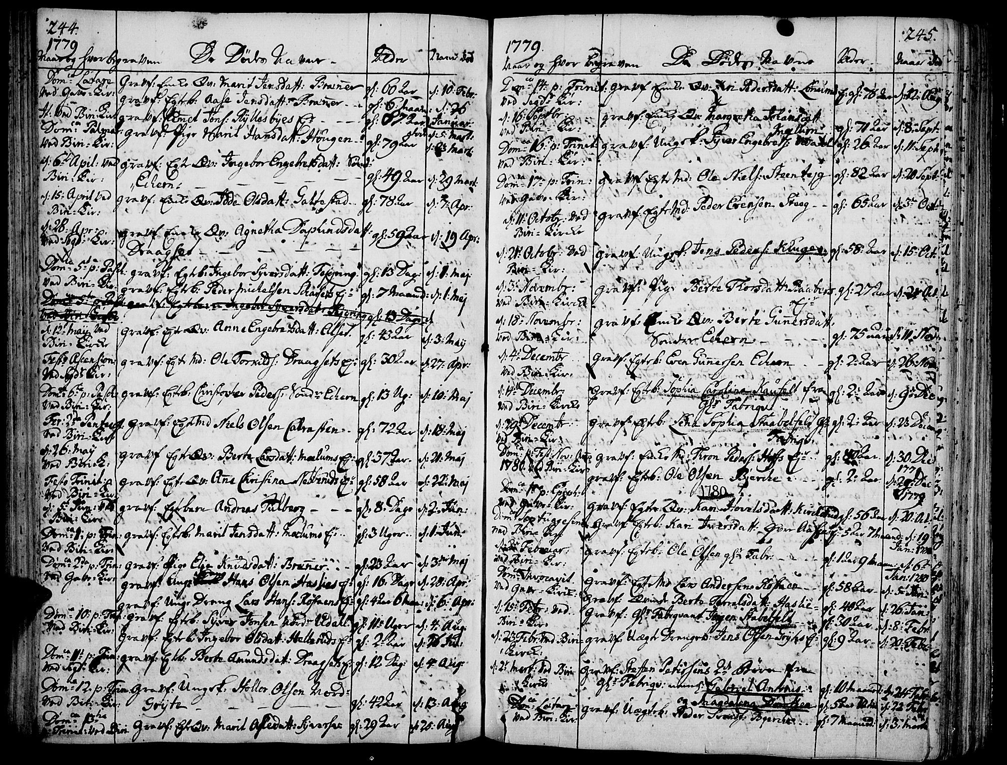 Biri prestekontor, AV/SAH-PREST-096/H/Ha/Haa/L0002: Parish register (official) no. 2, 1754-1789, p. 244-245