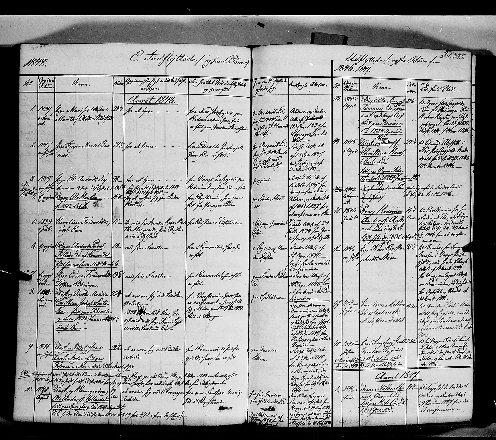 Stange prestekontor, SAH/PREST-002/K/L0011: Parish register (official) no. 11, 1846-1852, p. 335