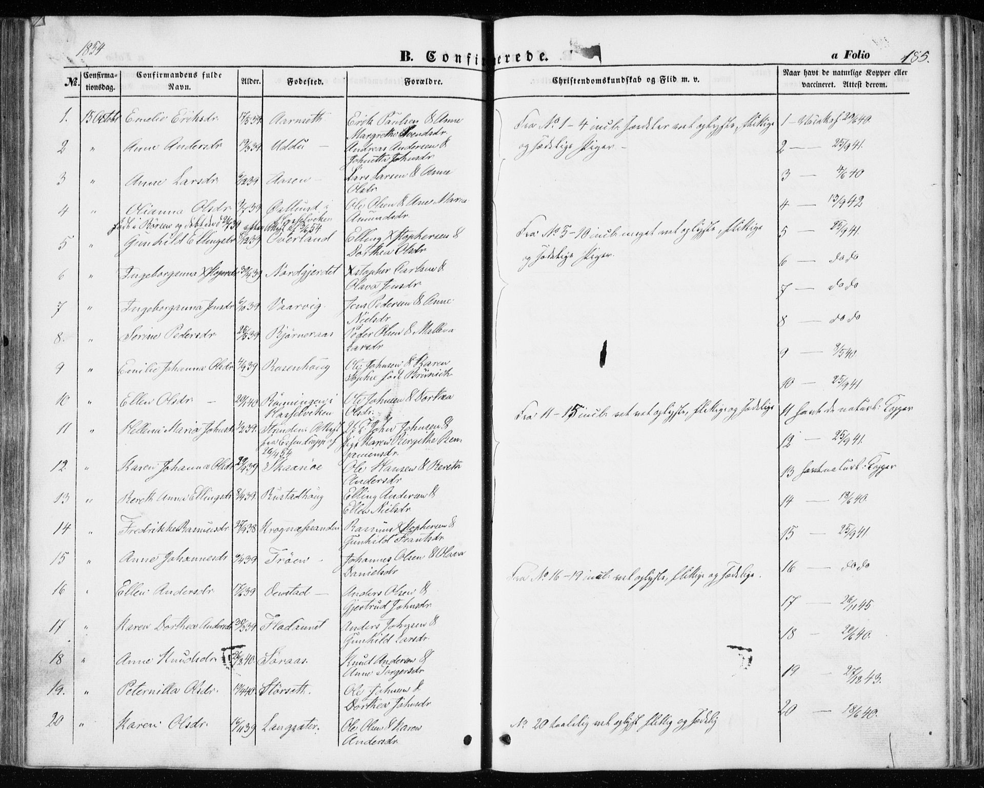 Ministerialprotokoller, klokkerbøker og fødselsregistre - Sør-Trøndelag, AV/SAT-A-1456/646/L0611: Parish register (official) no. 646A09, 1848-1857, p. 185