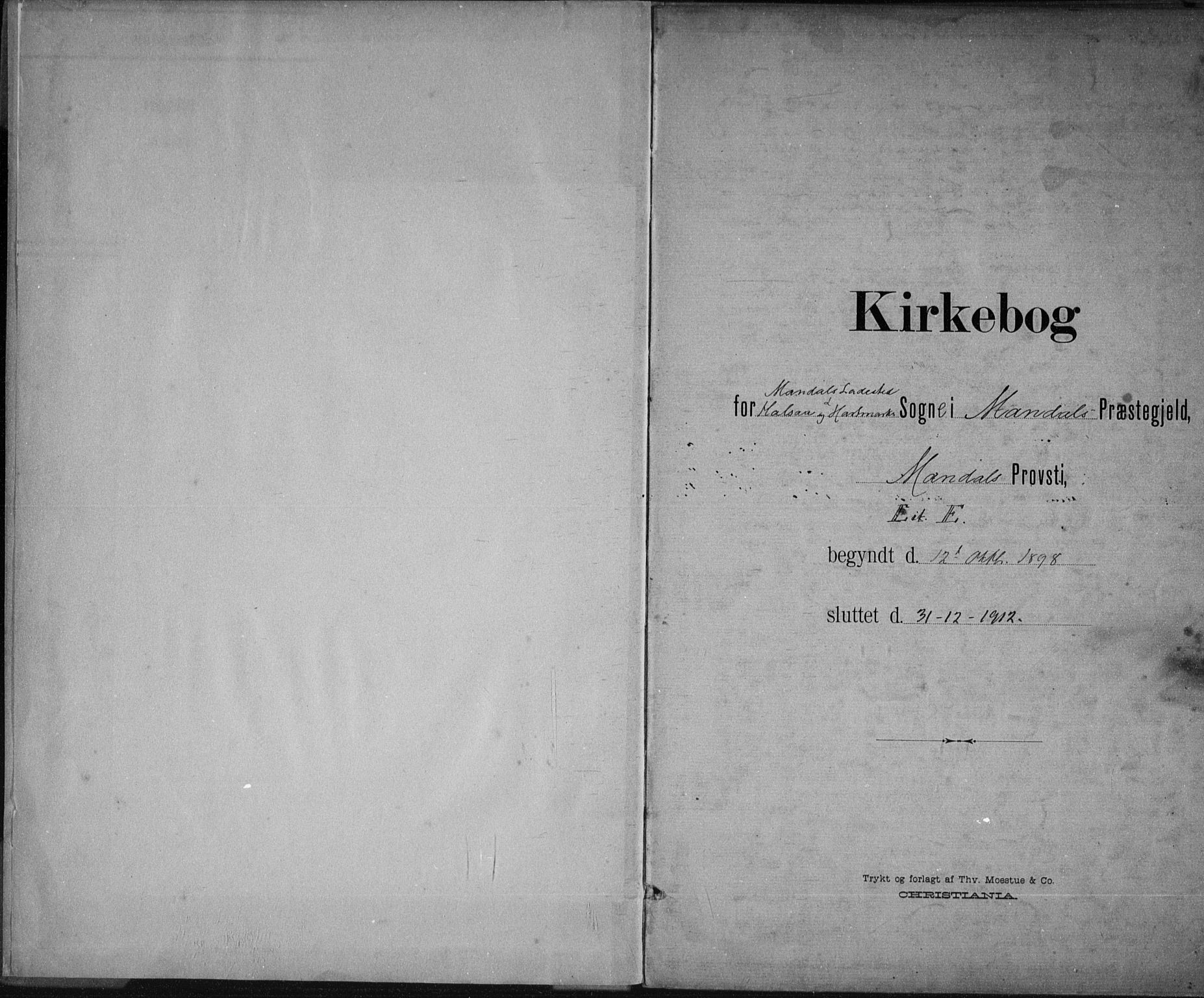 Mandal sokneprestkontor, AV/SAK-1111-0030/F/Fa/Faa/L0021: Parish register (official) no. A 21, 1898-1913