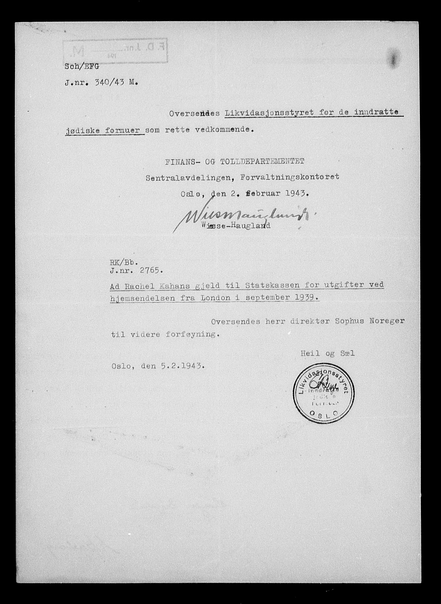 Justisdepartementet, Tilbakeføringskontoret for inndratte formuer, AV/RA-S-1564/H/Hc/Hcc/L0948: --, 1945-1947, p. 617