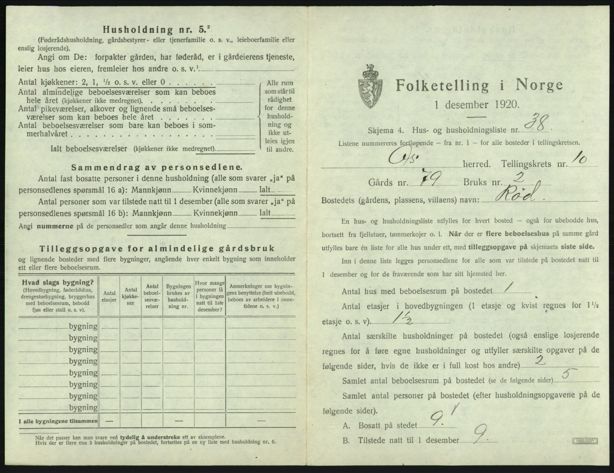 SAB, 1920 census for Os, 1920, p. 1151