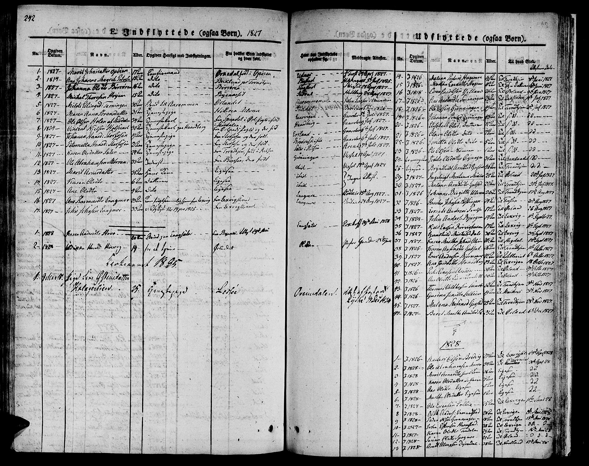 Ministerialprotokoller, klokkerbøker og fødselsregistre - Sør-Trøndelag, SAT/A-1456/646/L0609: Parish register (official) no. 646A07, 1826-1838, p. 242