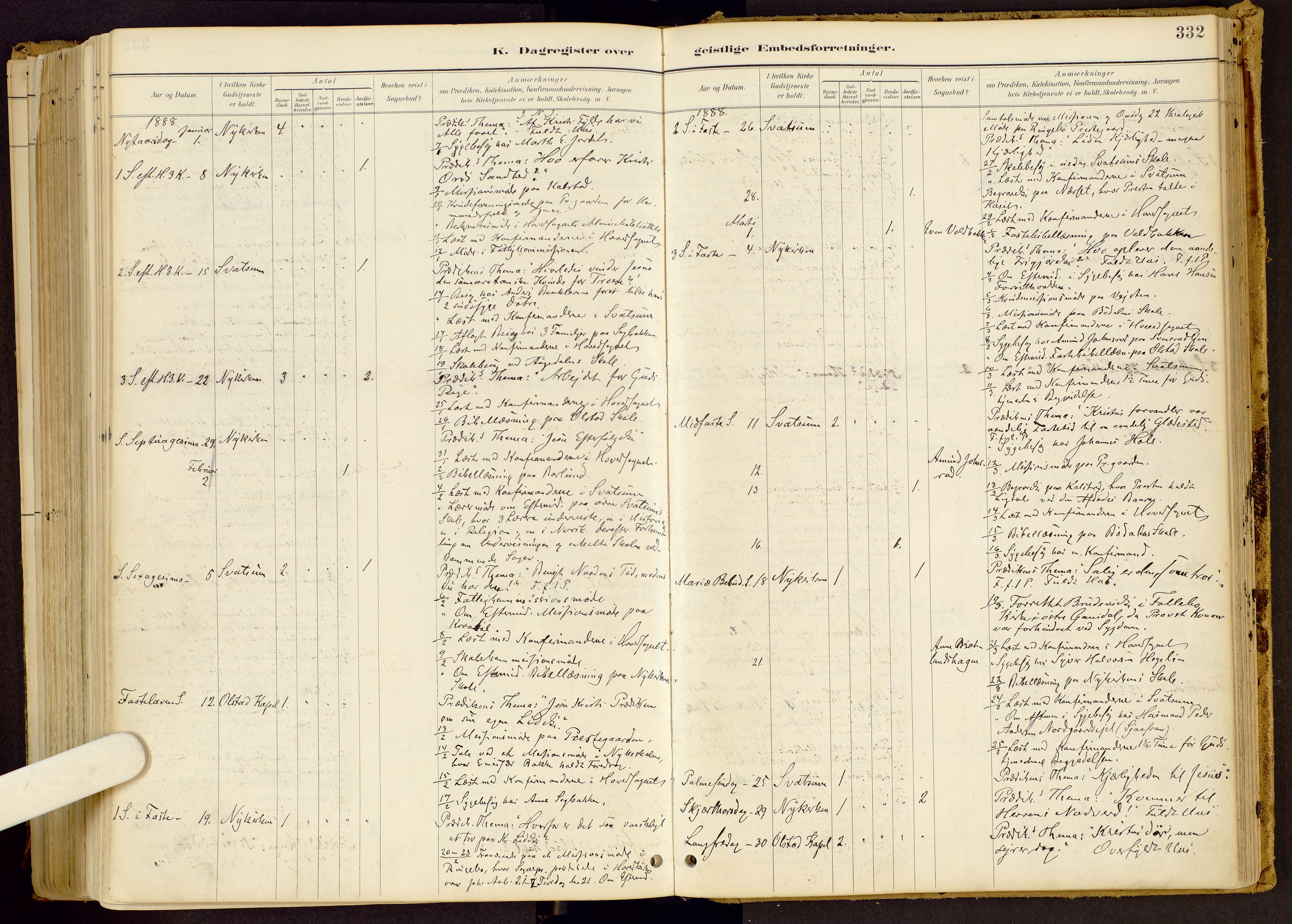 Vestre Gausdal prestekontor, SAH/PREST-094/H/Ha/Haa/L0001: Parish register (official) no. 1, 1887-1914, p. 332