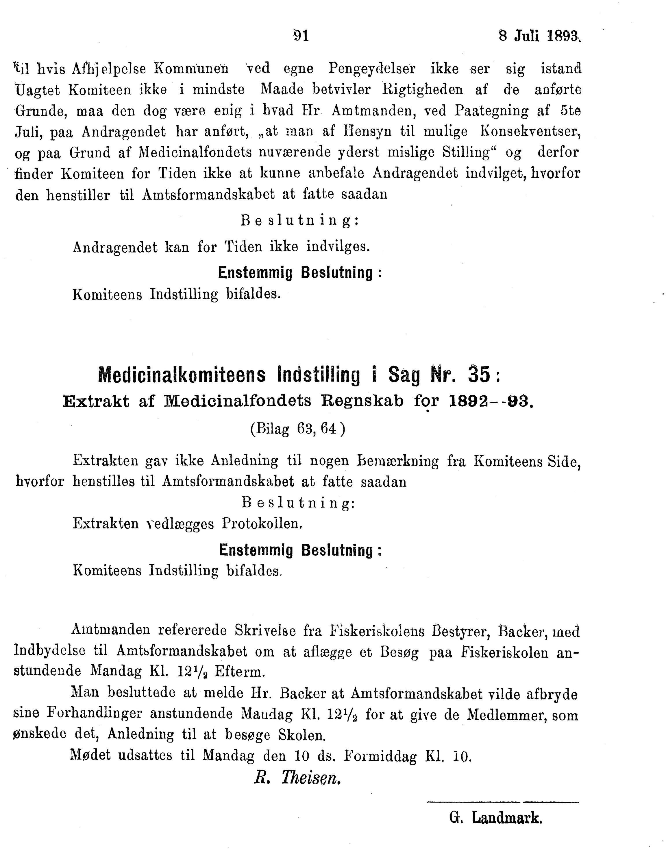 Nordland Fylkeskommune. Fylkestinget, AIN/NFK-17/176/A/Ac/L0016: Fylkestingsforhandlinger 1891-1893, 1891-1893