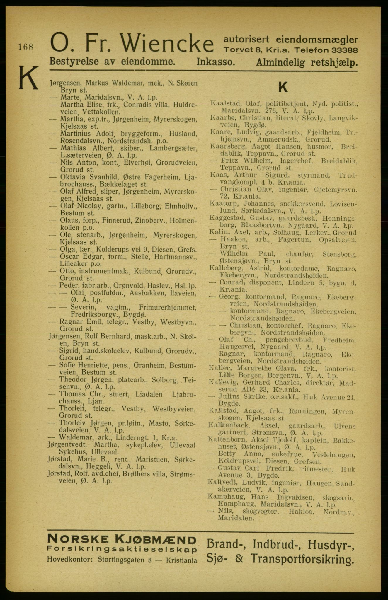Aker adressebok/adressekalender, PUBL/001/A/002: Akers adressekalender, 1922, p. 168
