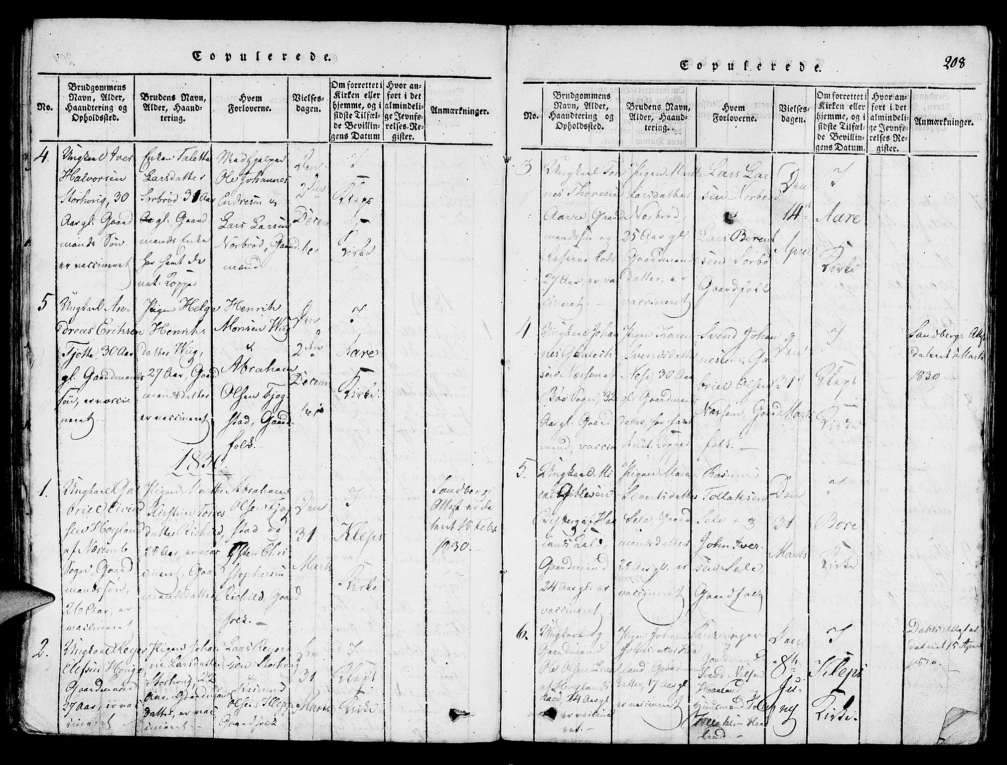 Klepp sokneprestkontor, SAST/A-101803/001/3/30BA/L0002: Parish register (official) no. A 2, 1816-1833, p. 208
