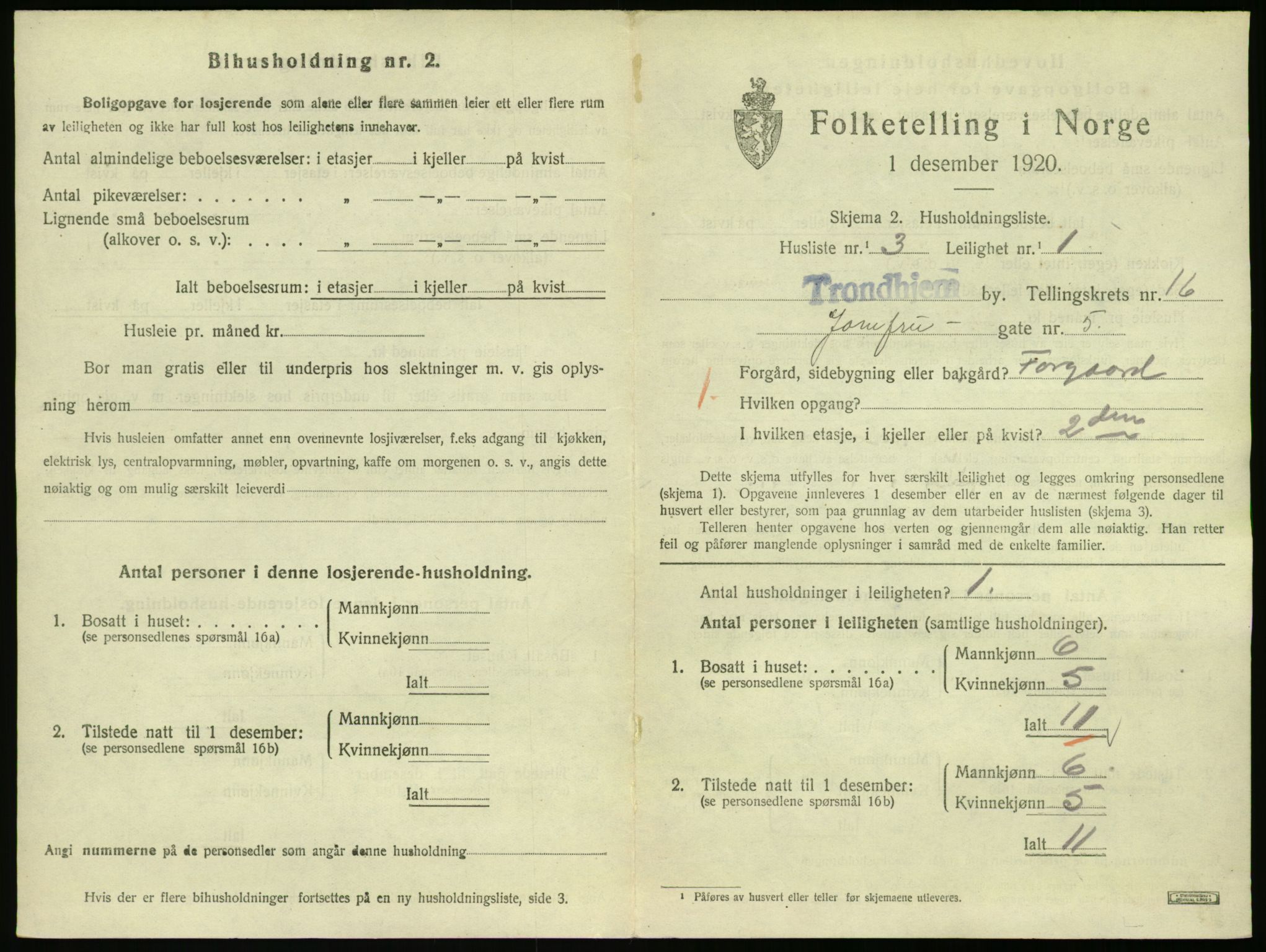 SAT, 1920 census for Trondheim, 1920, p. 12882