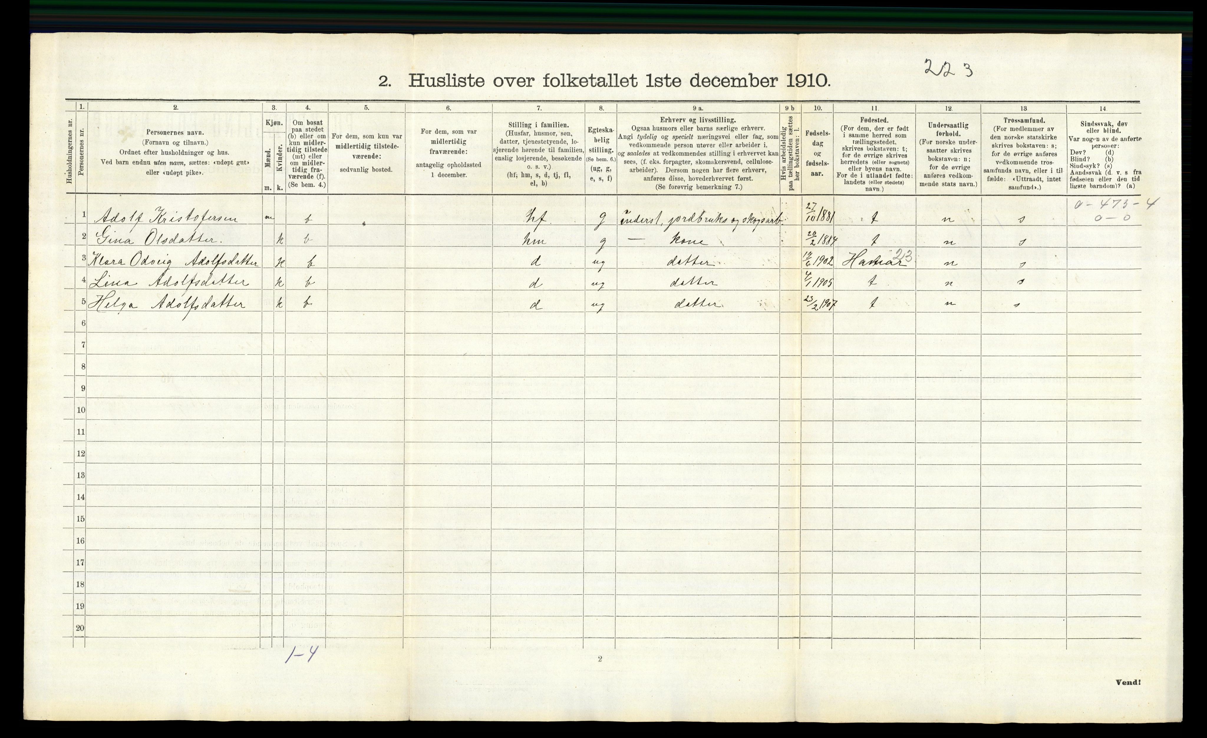 RA, 1910 census for Romedal, 1910, p. 752