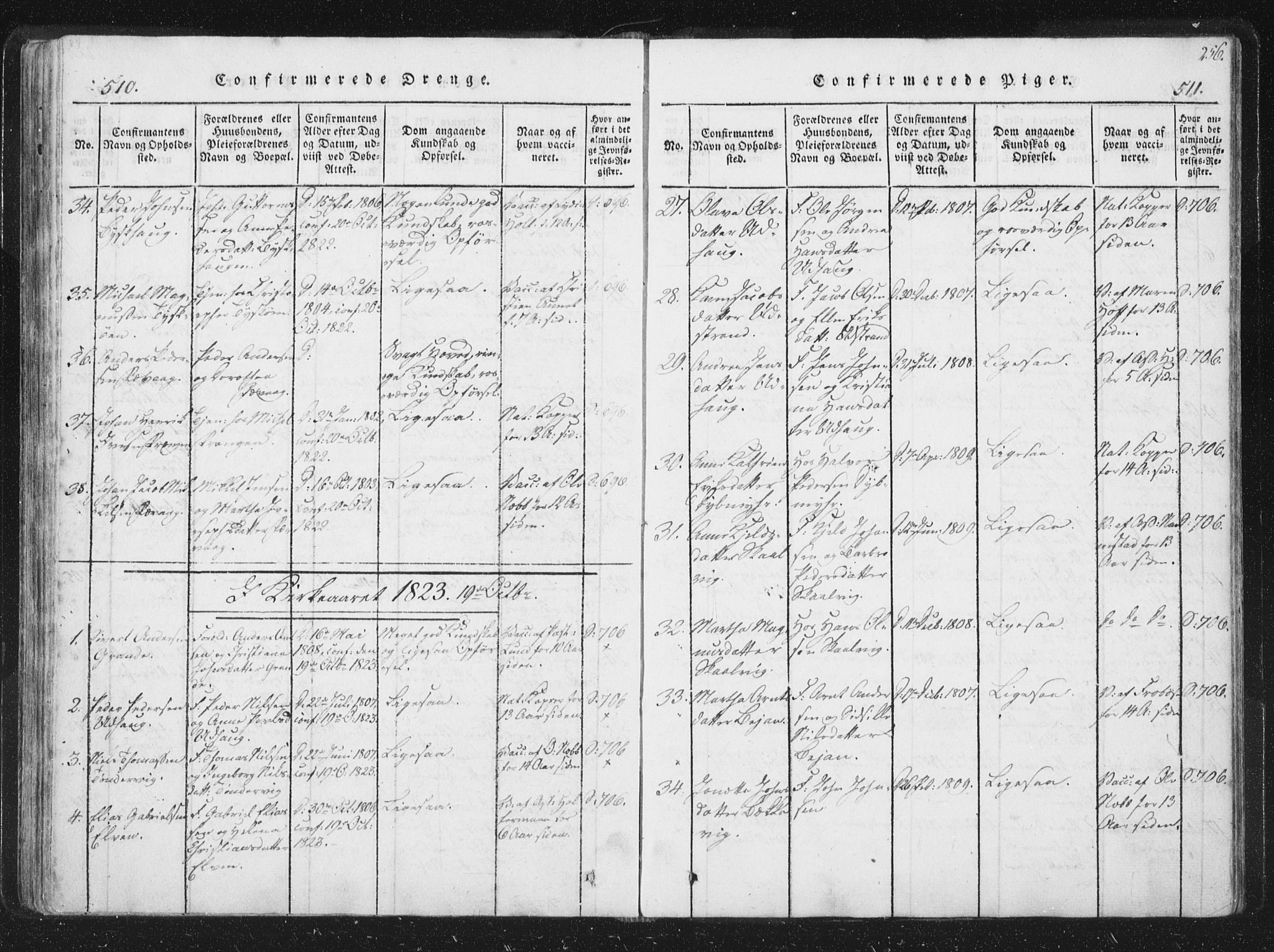 Ministerialprotokoller, klokkerbøker og fødselsregistre - Sør-Trøndelag, SAT/A-1456/659/L0734: Parish register (official) no. 659A04, 1818-1825, p. 510-511