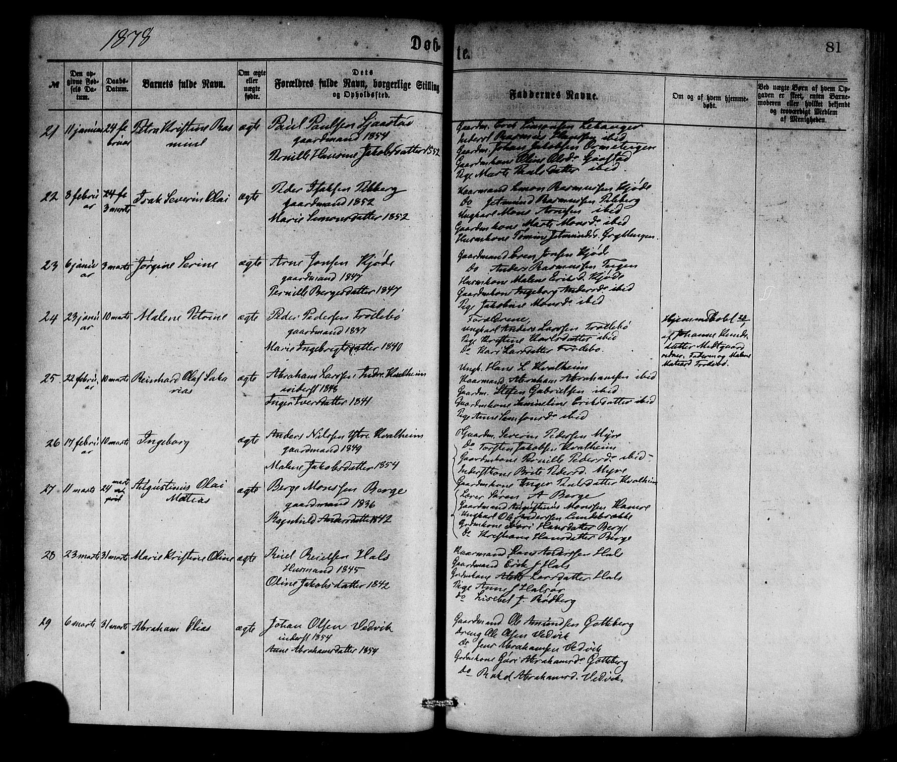 Selje sokneprestembete, SAB/A-99938/H/Ha/Haa/Haaa: Parish register (official) no. A 12, 1870-1880, p. 81
