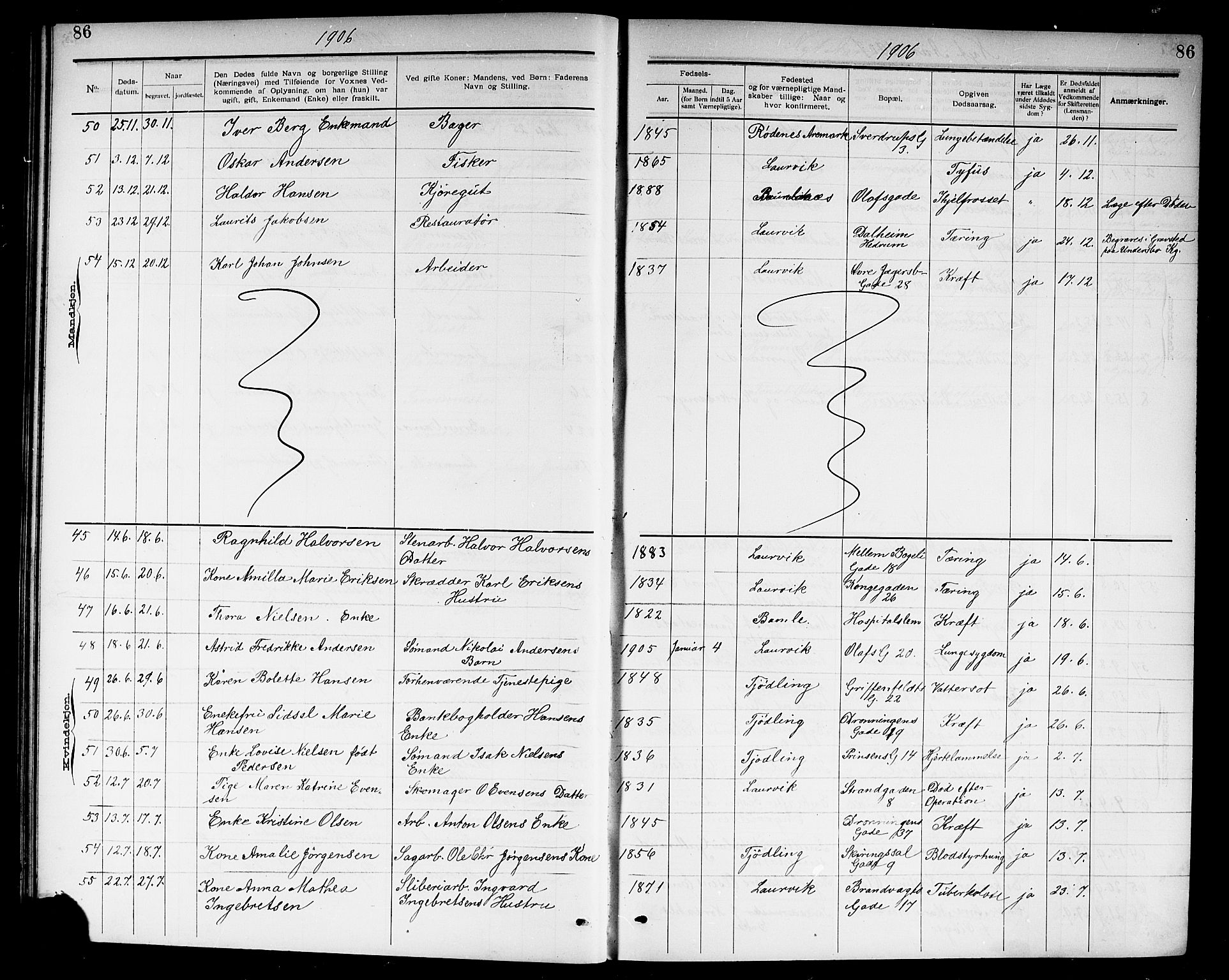 Larvik kirkebøker, SAKO/A-352/G/Ga/L0007: Parish register (copy) no. I 7, 1888-1918, p. 86