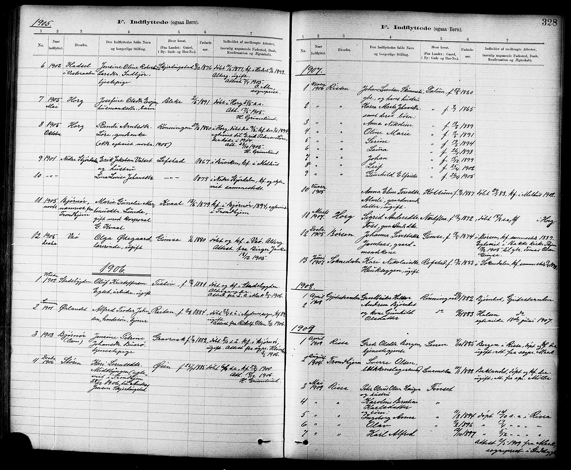 Ministerialprotokoller, klokkerbøker og fødselsregistre - Sør-Trøndelag, SAT/A-1456/691/L1094: Parish register (copy) no. 691C05, 1879-1911, p. 328