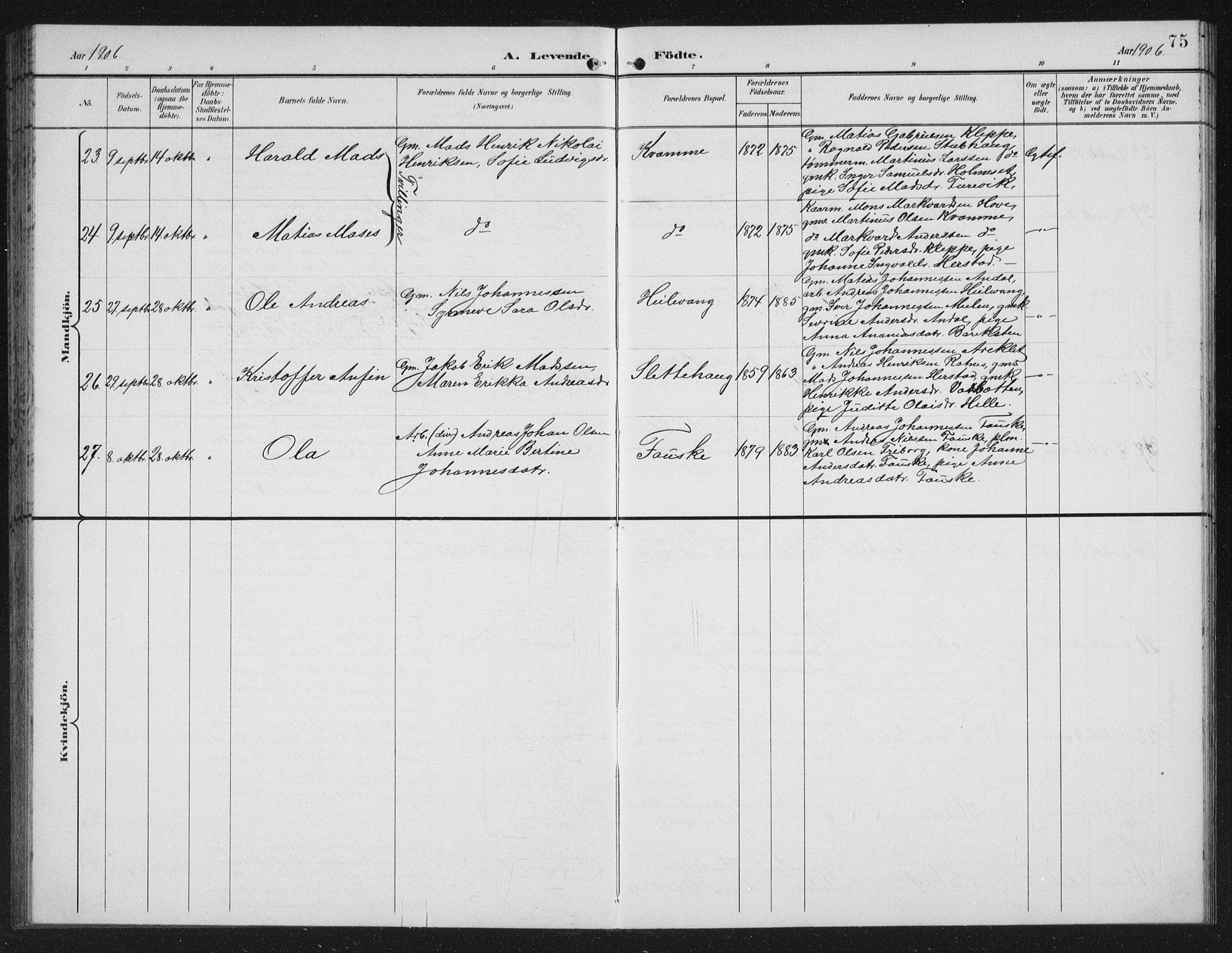 Førde sokneprestembete, SAB/A-79901/H/Hab/Habd/L0004: Parish register (copy) no. D 4, 1896-1913, p. 75