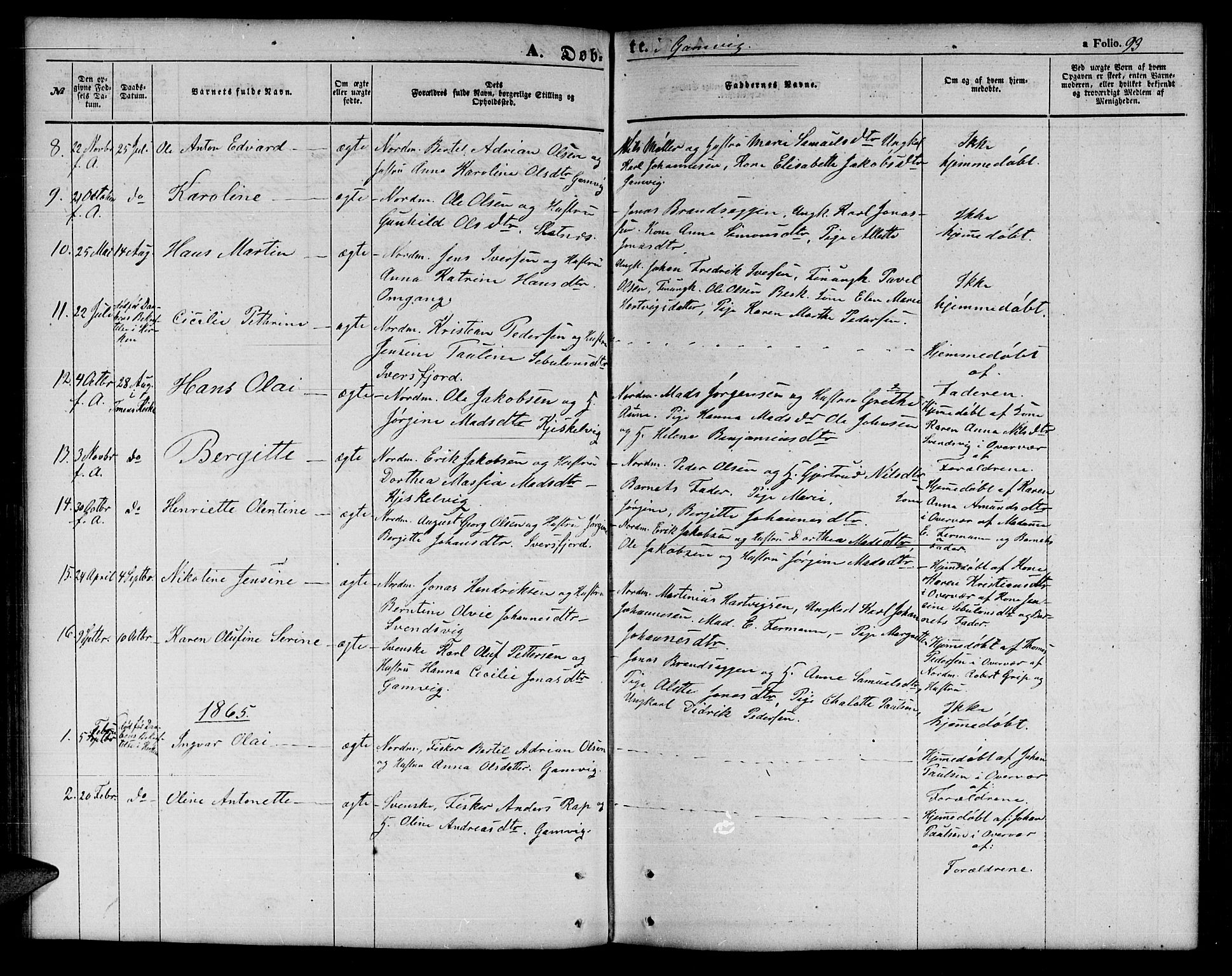Tana sokneprestkontor, SATØ/S-1334/H/Hb/L0001klokker: Parish register (copy) no. 1 /2, 1862-1867, p. 93