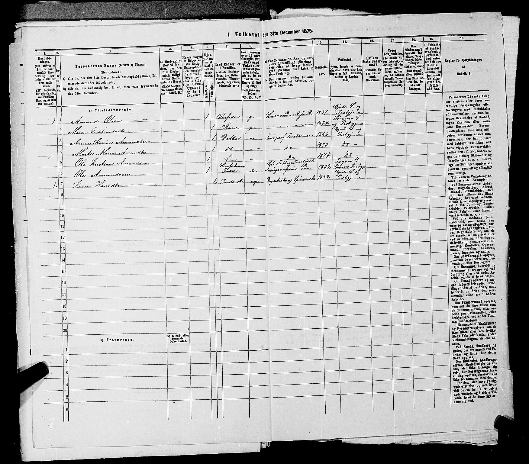 RA, 1875 census for 0234P Gjerdrum, 1875, p. 618