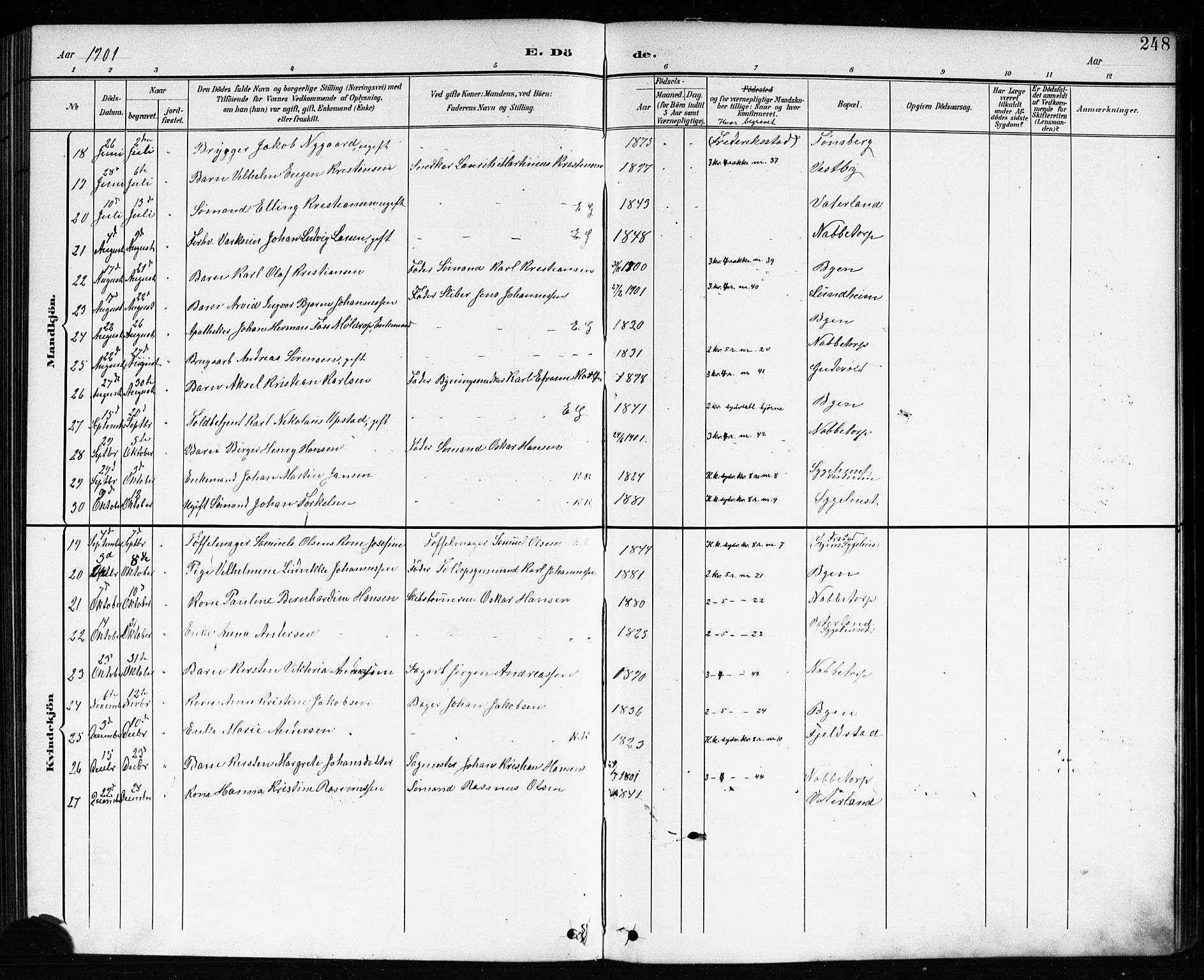 Østre Fredrikstad prestekontor Kirkebøker, SAO/A-10907/G/Ga/L0002: Parish register (copy) no. 2, 1900-1919, p. 248