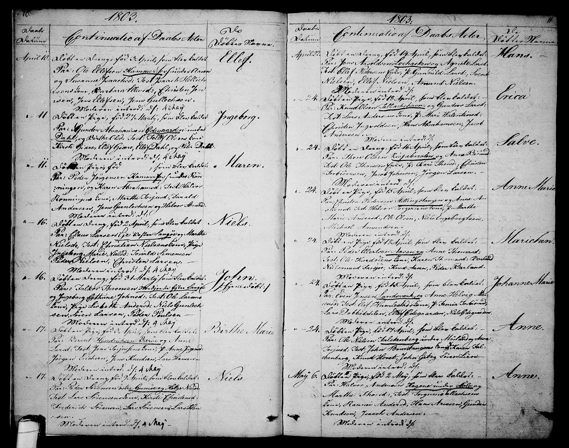 Sannidal kirkebøker, AV/SAKO-A-296/F/Fa/L0003: Parish register (official) no. 3, 1803-1813, p. 10-11