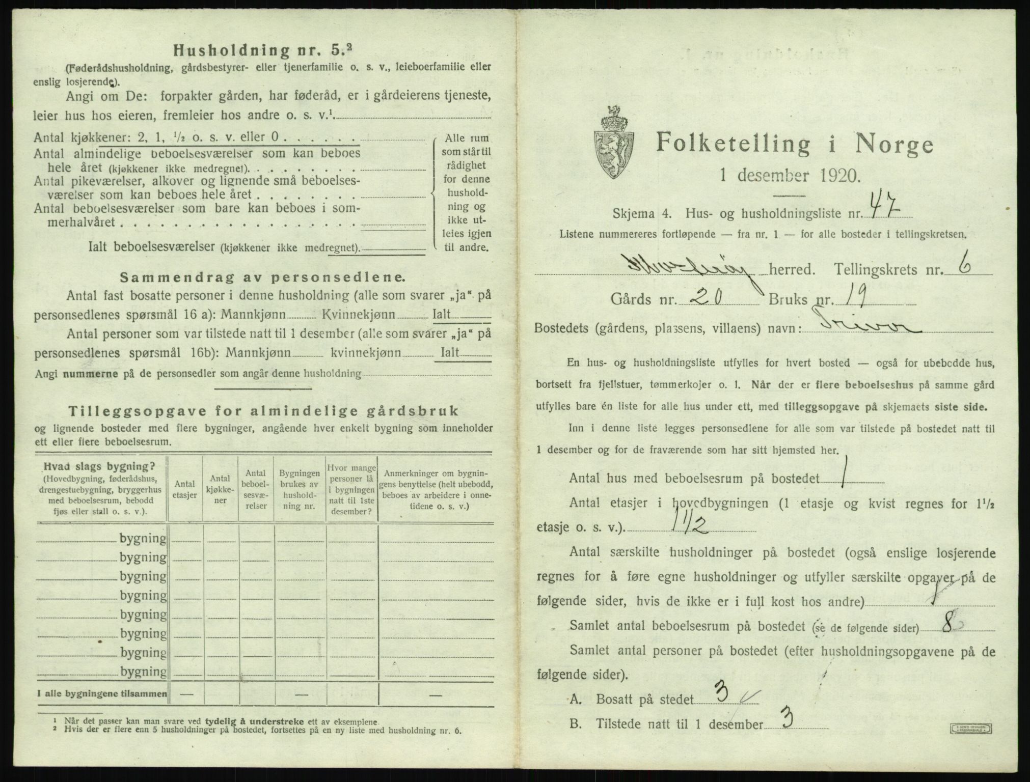 SAST, 1920 census for Mosterøy, 1920, p. 520